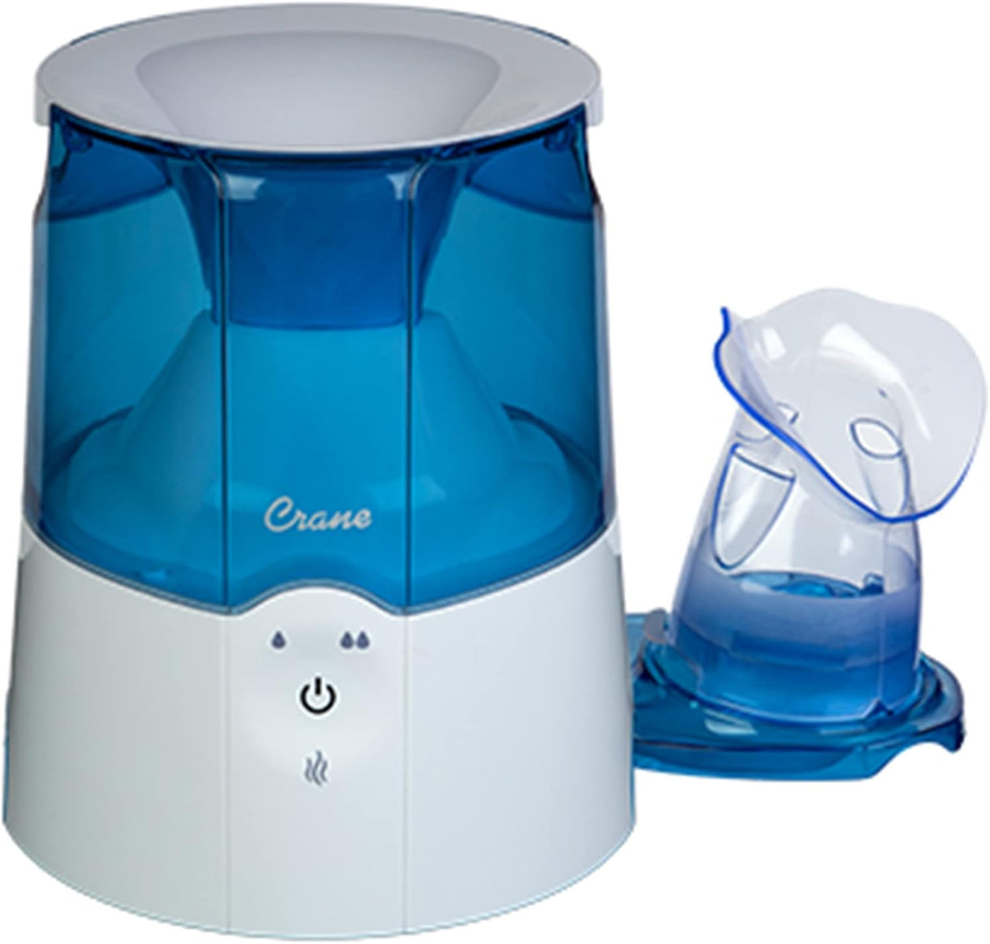 Crane Steam Inhaler & Warm Mist Humidifier, 0.5 Gallon, Humidifier FSA Eligible, Blue & White, Ideal Humidifiers for Bedroom, Sinus Inhaler, Vaporizer HSA, Vaporizer For Congestion