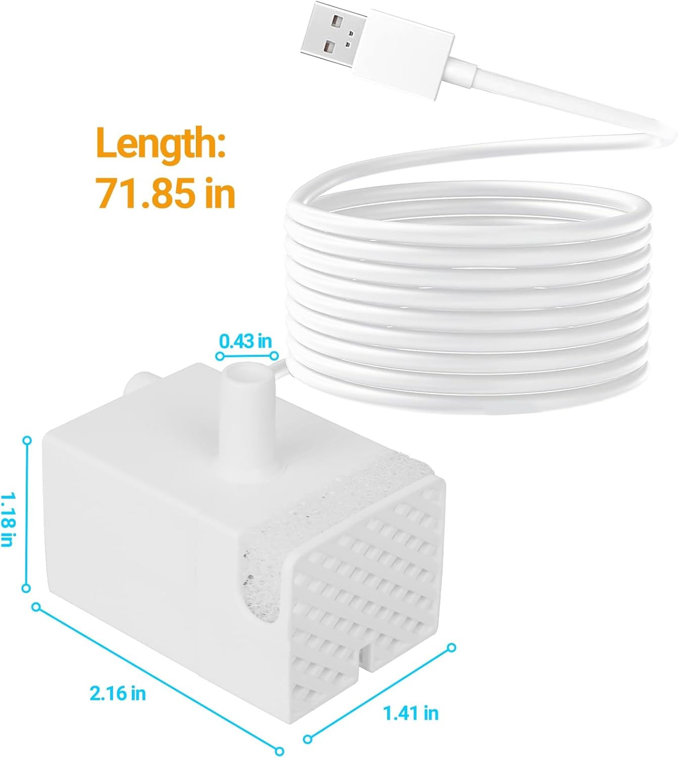 SIBAYS 15L Dog Water Fountain Replacement Pump, USB 5V 1A Pet Water Fountain Pump, Ultra Quiet Dog Water Dispenser Pump with LED Light, White(Model: P05)