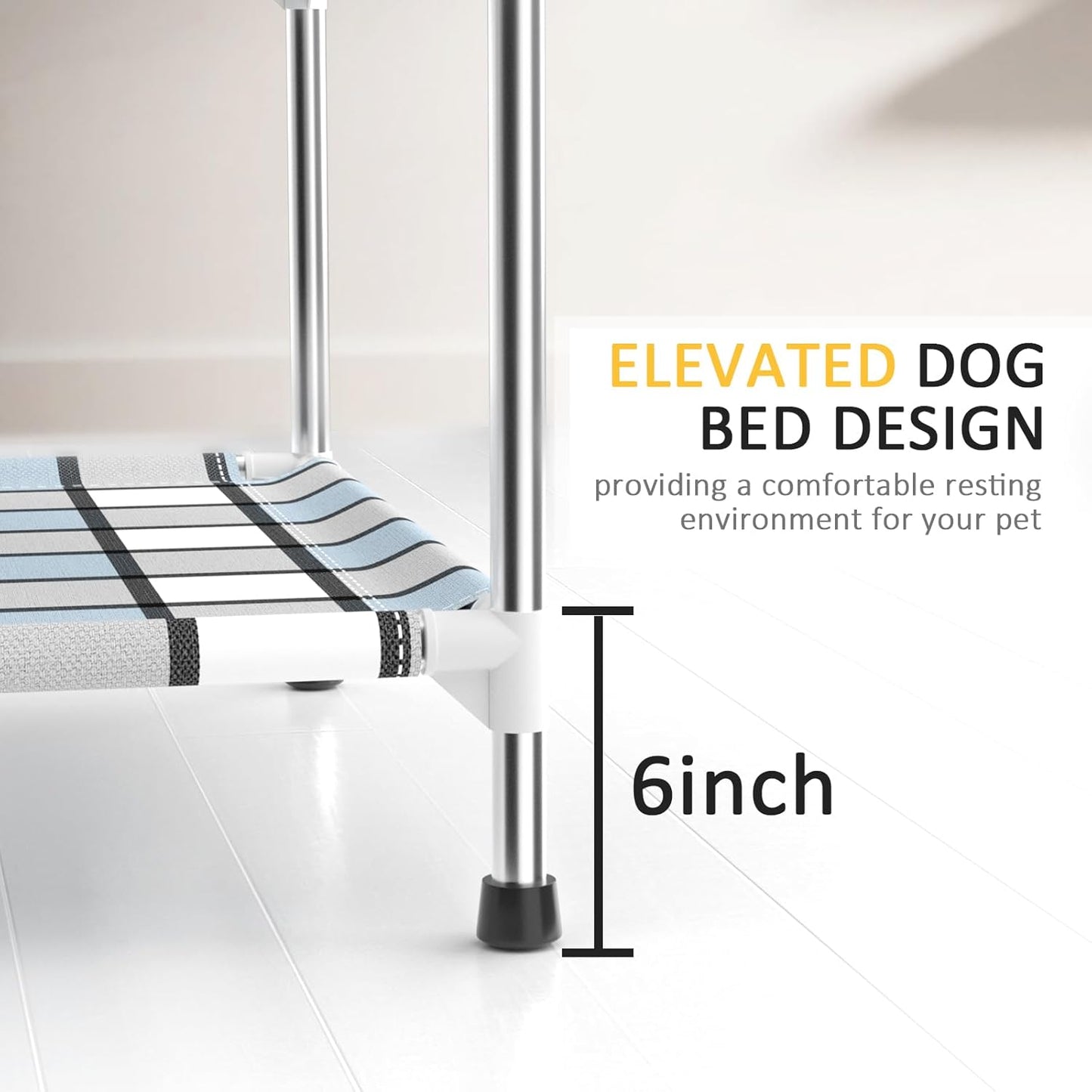 Bedside Window Dog Bunk Bed - Double Elevated Human Dog Bed with Guardrail 2 Layers Window Perch Dogs Cot 2-Tier Bedside Sleeper for Multi-Pet Households (34'' x 20'' x 25'')