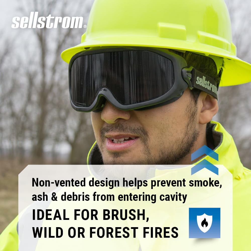 Sellstrom Odyssey II Wildland Fire Safety Goggles - Anti-Fog, Anti-Scratch Eye Protection Goggles for Men & Women - FR Strap, fits over Glasses, ANSI Z87.1