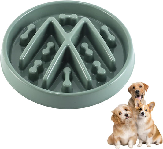 CHICTRY Slow Feeder Dog Dish with Deep Maze Stops Dog Eating Too Fast Plastic Bowl for Medium Dogs Green One Size
