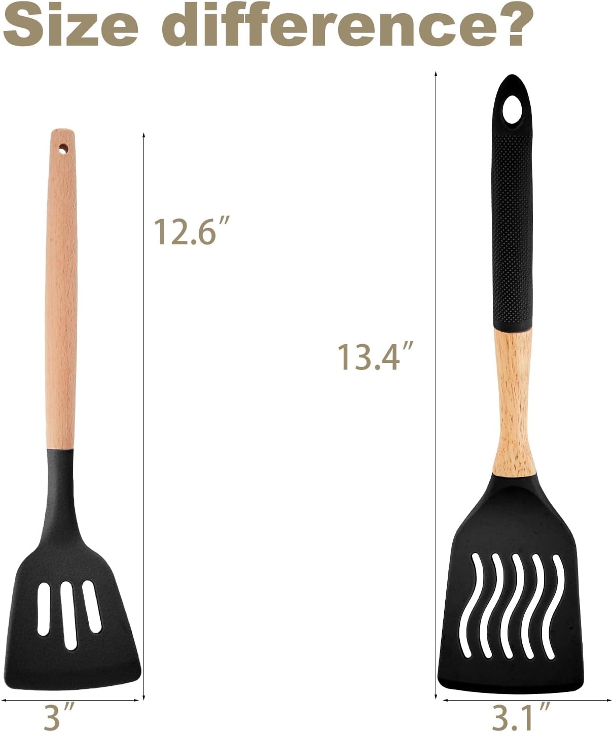 Kitchen Utensils Set - 34 PCS Non-Stick Silicone Cooking Utensils Set Spatula Set with Holder, Wooden Handle Spoon,Brush,Whisk Kitchen Gadgets Tools Set for Nonstick Cookware (Black-34P)