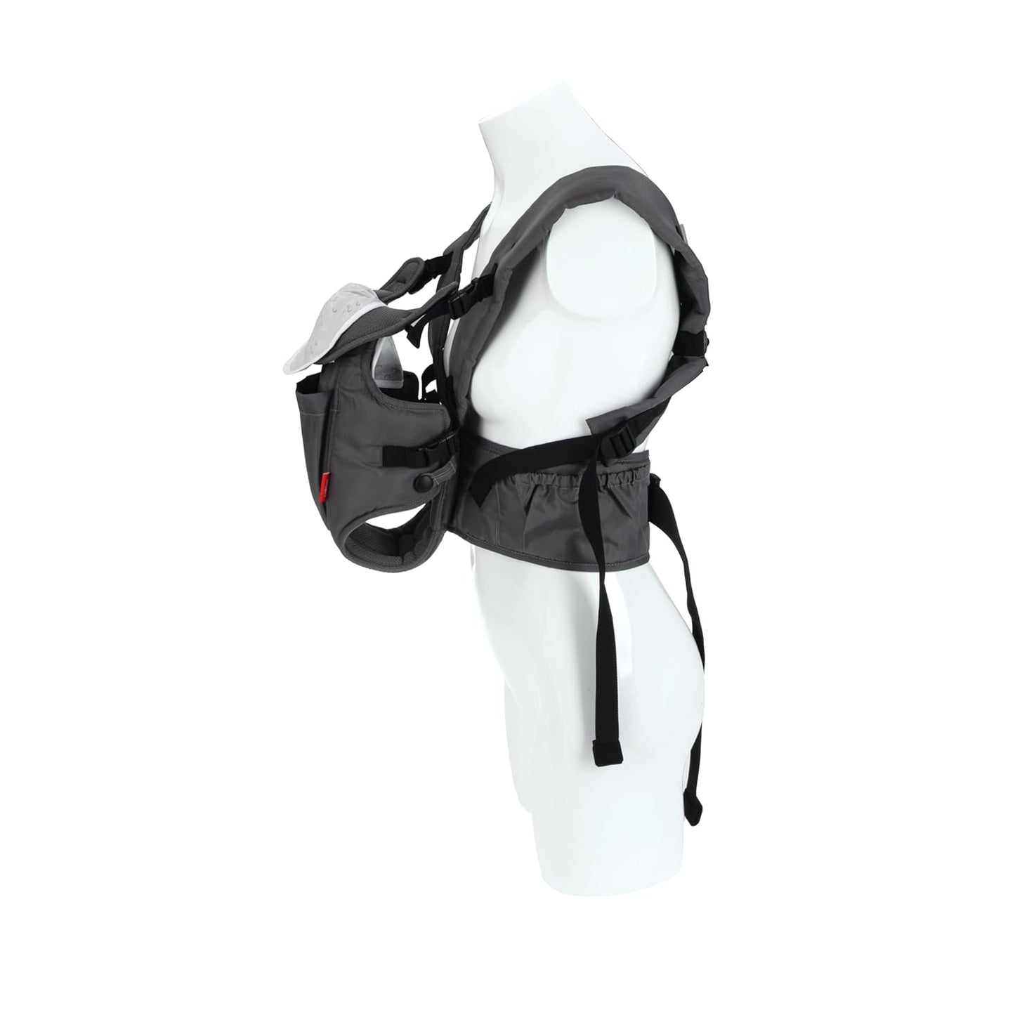 Nuby Deluxe Baby Carrier: Newborn to Toddler with Lumbar Support for 7.7-32.8 lb. (3.5-14.9 kg) | Lightweight Breathable Mesh Fabric | Bonus Teether | Removeable Baby Drool Bib | Color: Grey