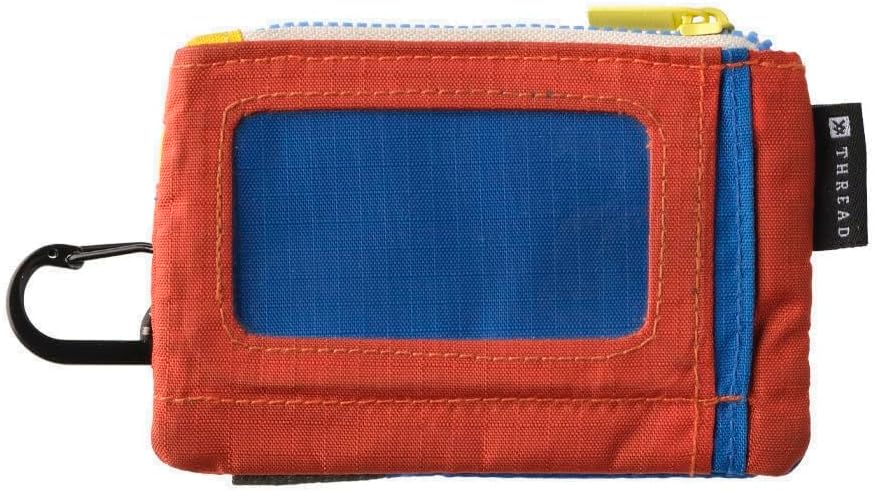 Thread Wallets Pouch Wallet – Compact Zip Wallet with Clear ID Window, Coin & Card Pockets, and Key Stash – Lightweight Rip-Stop Travel Wallet for Men & Women (Color Block)