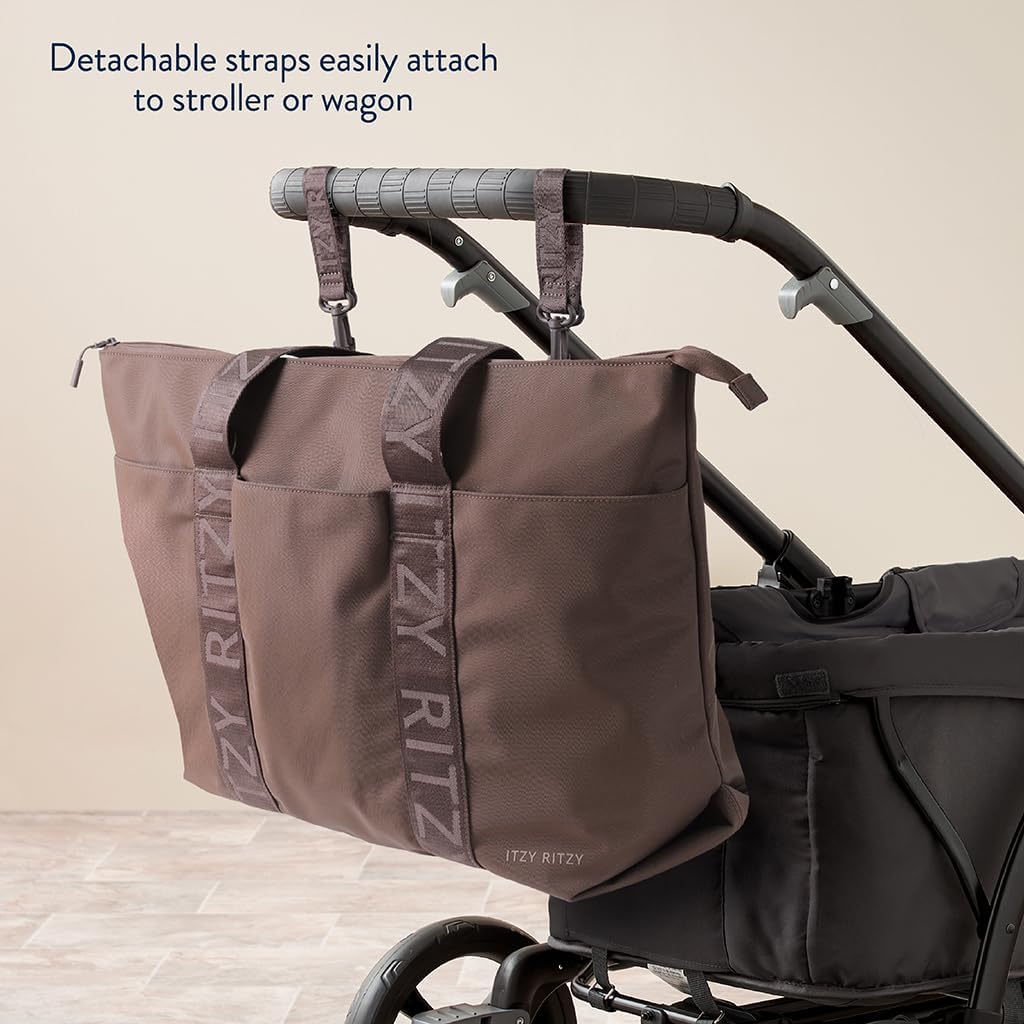 Itzy Ritzy Diaper Bag Tote – Lightweight Weekender with 10 Pockets, Removable Strap, Stroller & Trolley Use
