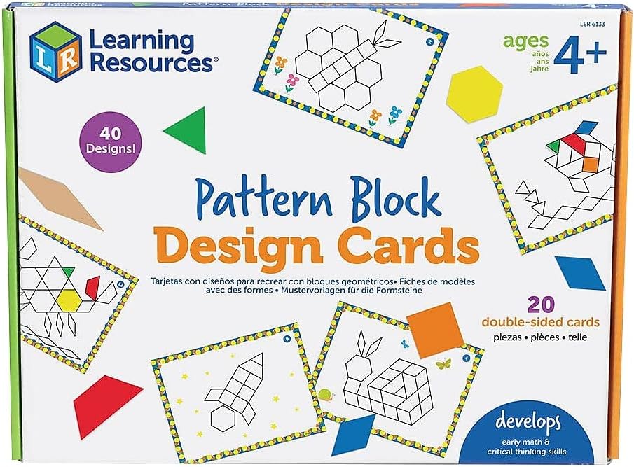 Learning Resources Pattern Block Design Cards, Color Recognition, STEM Toy, Ages 4+