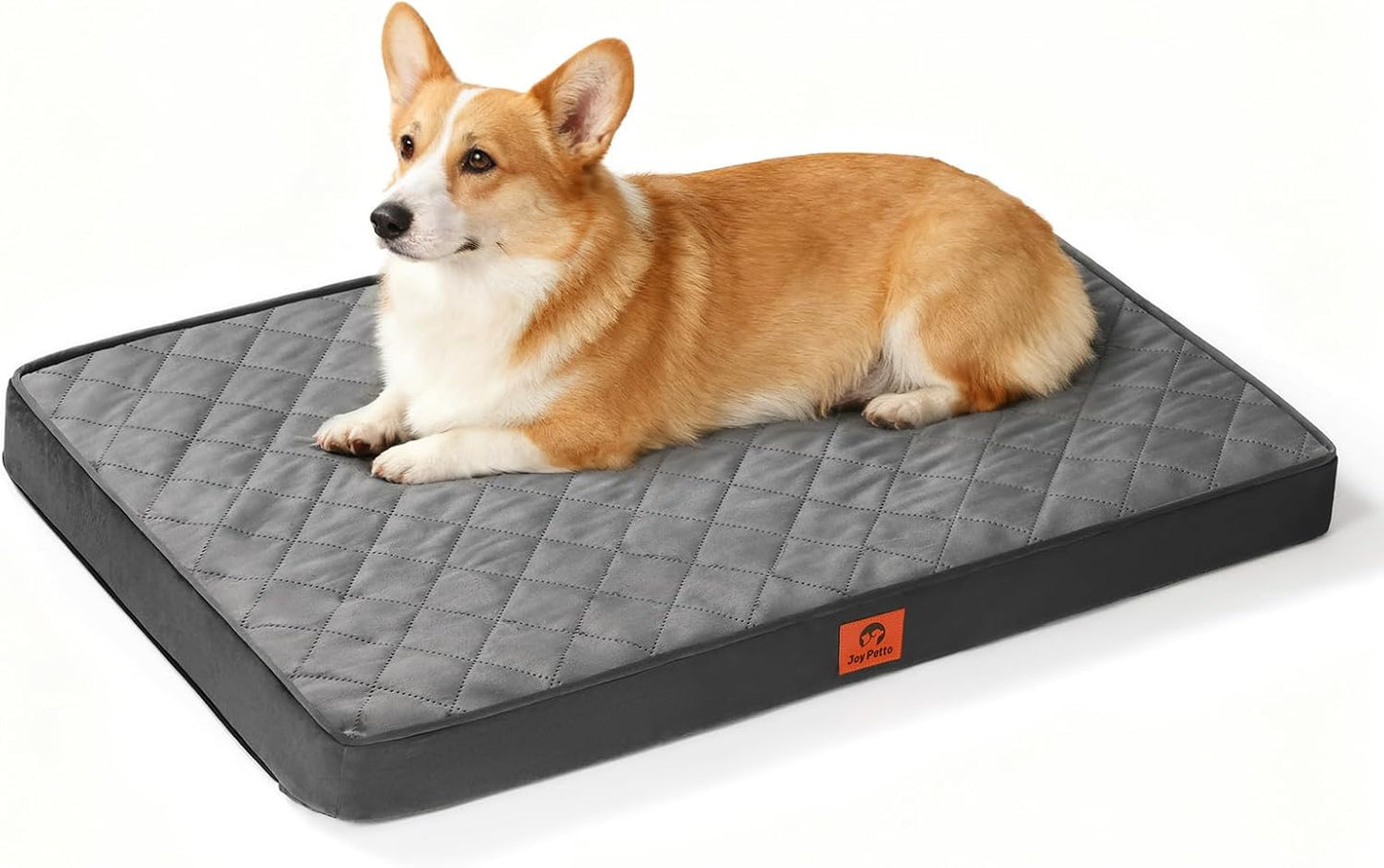Dog Bed for Small and Medium Size Dogs - Orthopedic Egg Crate Foam Pet Bed with Waterproof & Machine Washable & Non-Slip Bottom, Ideal for Crate and Indoor Use, 30x20 Inch, up to 30 lbs, Dark Grey