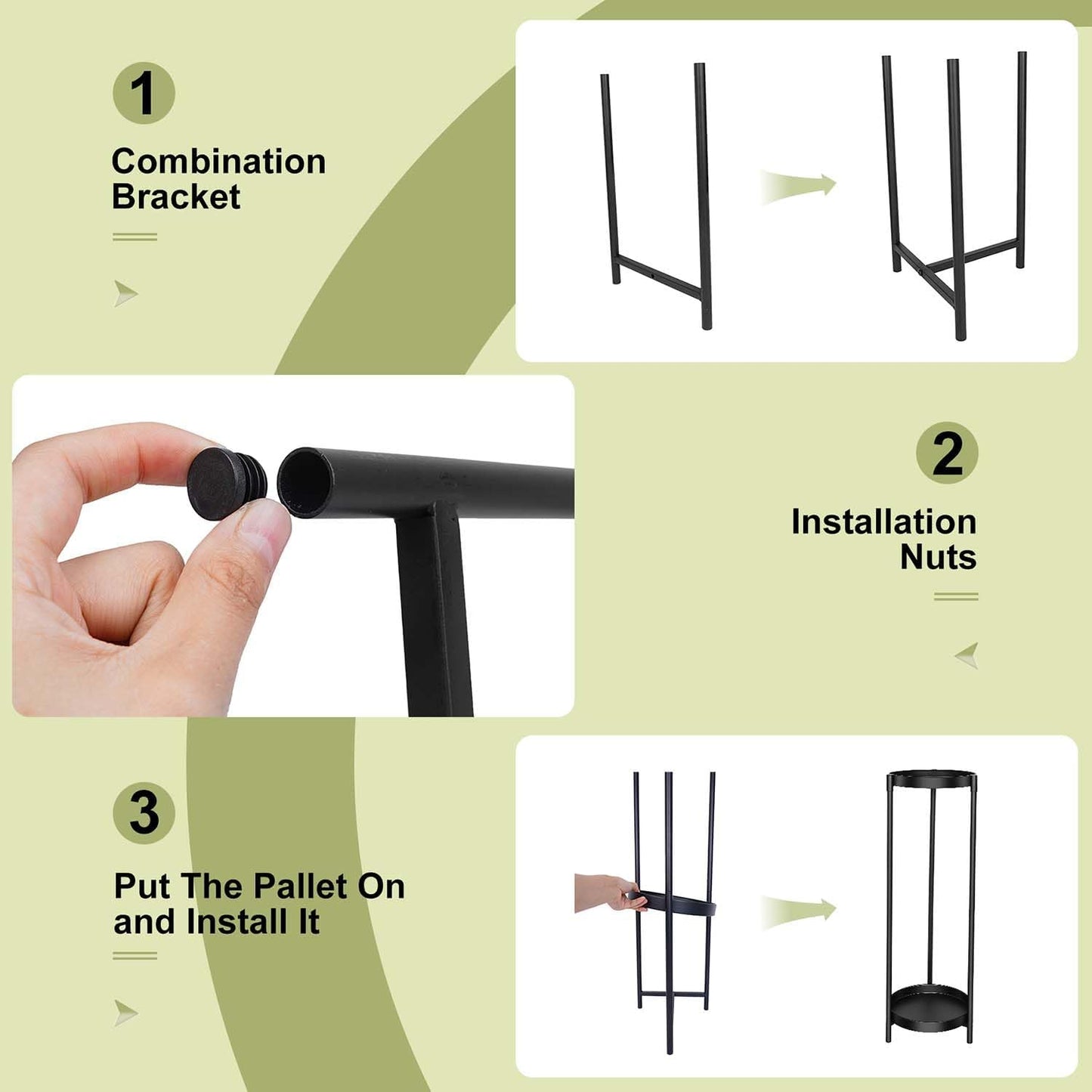 Plant Stand Indoor Outdoor, 2 Tier 24" Tall Black Flower Pot Plant Stands, Heavy Duty Metal Plants Shelf, Rustproof Iron Multiple Plant Round Supports Rack for Planter Corners Garden Balcony Patios