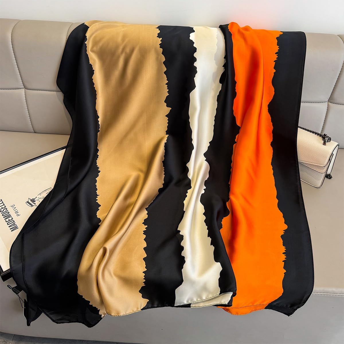 FairyCity Womens large Luxury Silk Scarf Satin Summer Scarf Lightweight Fashion Shawl Wrap