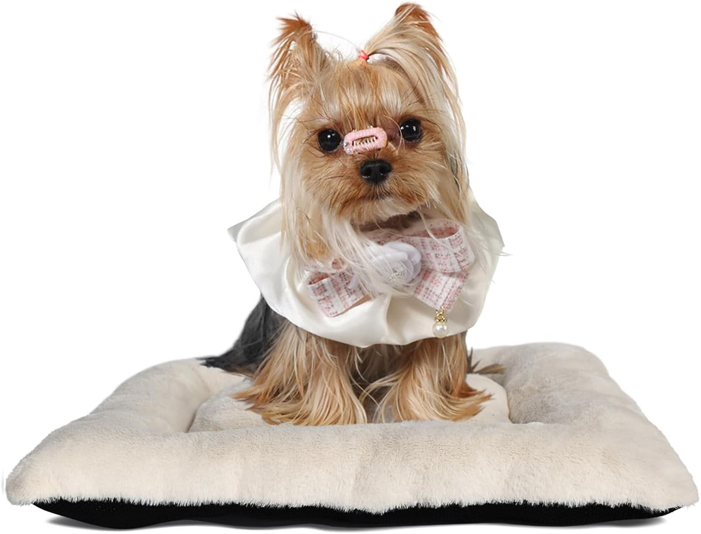 Dog Crate Bed Washable Dog Beds for XX-Small Dogs Deluxe Thick Flannel Fluffy Comfy Kennel Pad Anti-Slip & Anti-Scratch Pet Sleeping Mat, 18 x 12 Inch, Beige