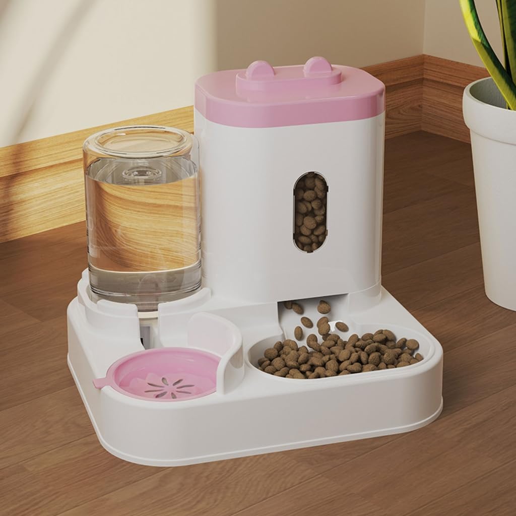 Large Dog Bowl Cats Food Bowls 2 in 1 Pet Feeders with Water Fountain Feeder and Waterer Food Container Supplies
