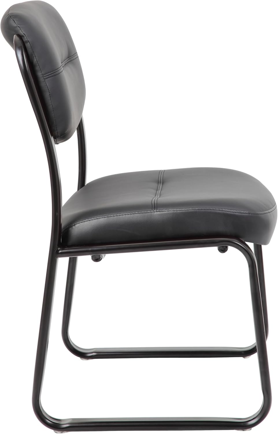 Boss Office Products B9539 Leather Sled Base Side Chair in Black, 250