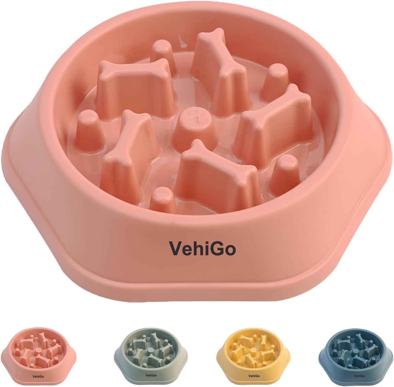 Dog Slow Feeder Bowl for Small & Medium Breeds, Anti-Choking Puzzle Food Bowl, Non Slip Interactive Dog Feeder for Healthy Eating Habits, Dishwasher Washable (Red)