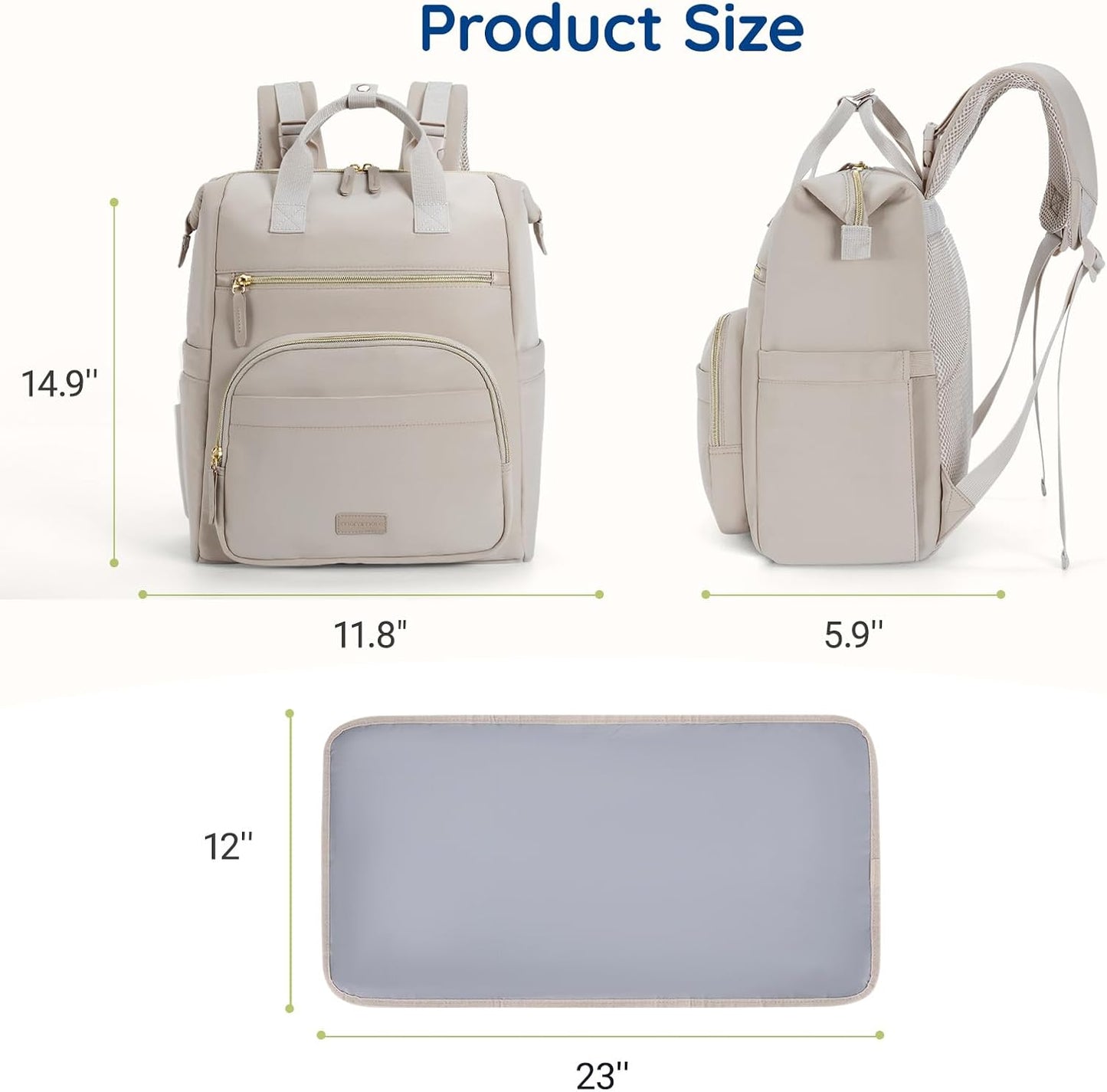 mommore Neoprene Diaper Bag Backpack Small Lightweight Baby Diaper Bags Water Resistant Diaper Backpack for Boys Girls Newborn with Changing Pad, Stroller Straps