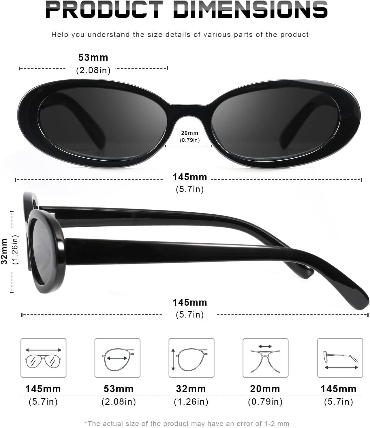 DANAMY Sunglasses Womens Retro Oval Sunglasses for Women Men Fashion Small Oval Sun Glasses 90s Vintage Driving Shades