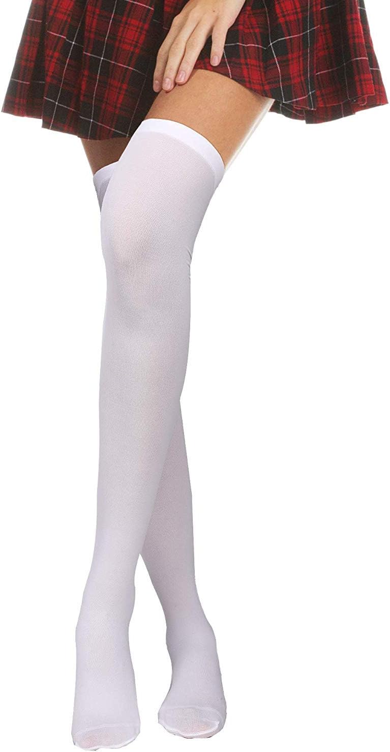 Boao 4 Pairs Women's Silk Thigh High Stockings Sheers Nylon Socks for Women Halloween Cosplay Party Tights Accessory