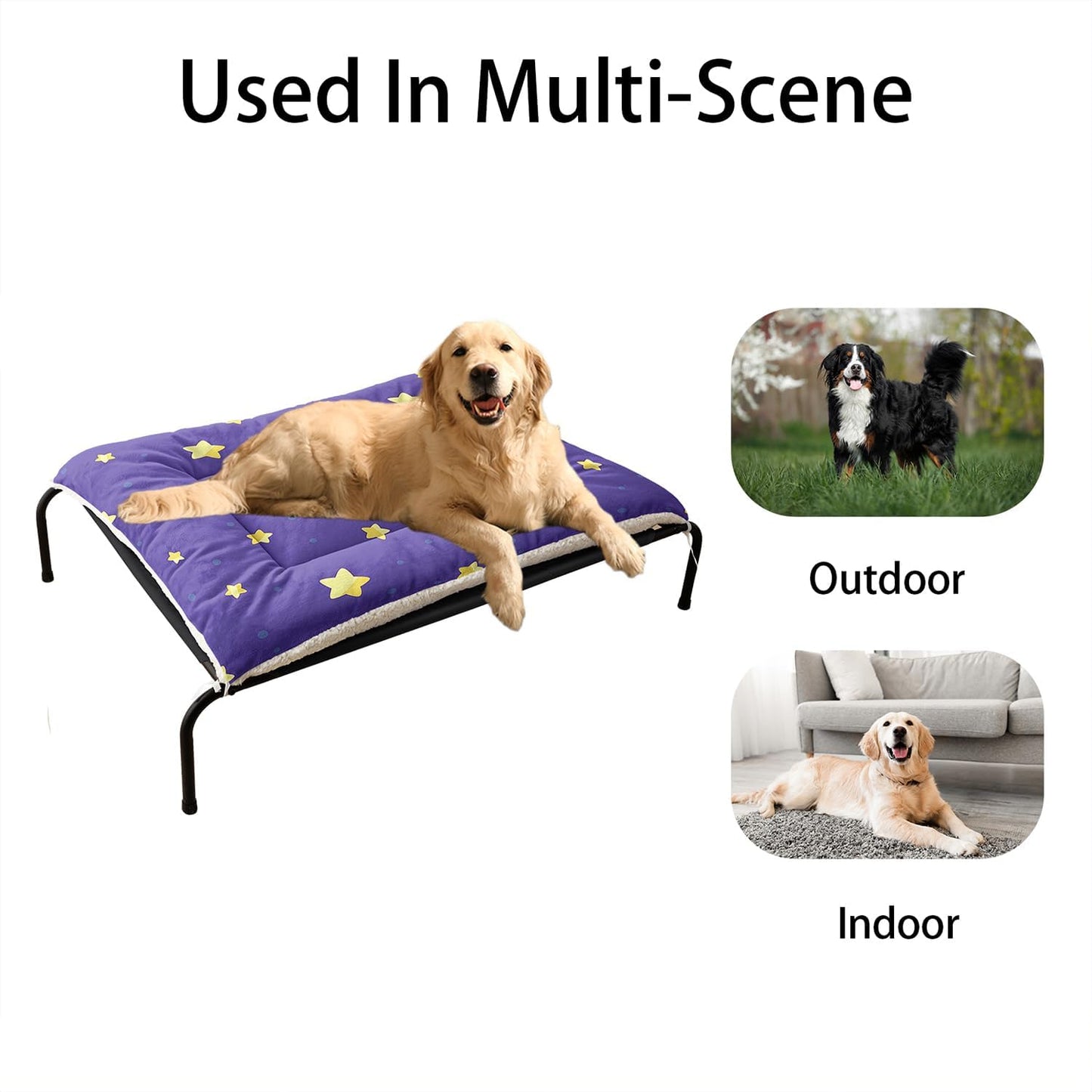 Star Orthopedic Dog Bed Mat (41"X31"),Purple Comfortable Pet Dog Cat Kennel Pad,Printing Washable Crate Bed,Sleeping Mat for Small Medium Large Dogs Cats,for Proof Pad Crate,Outdoor,Home Use