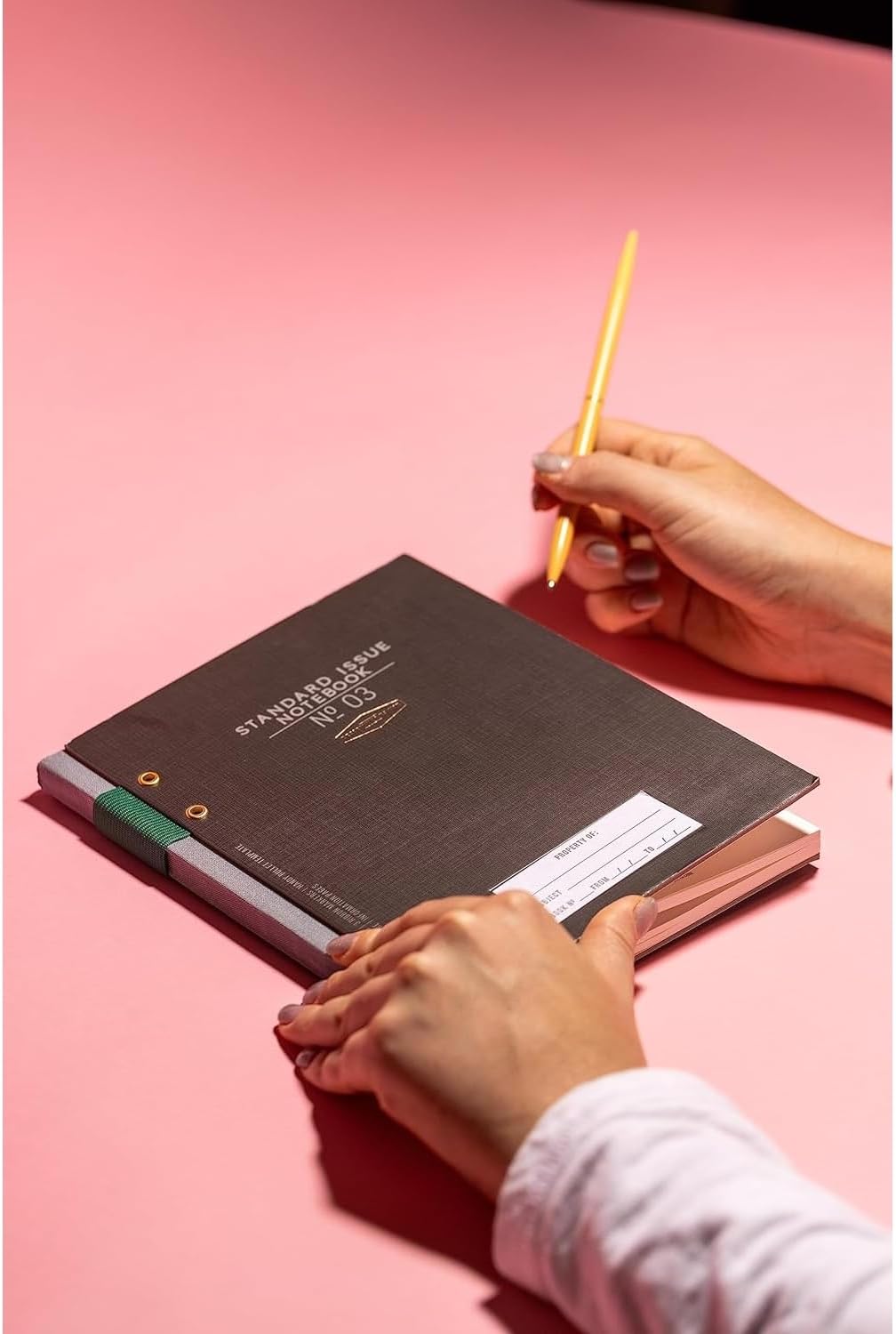 DesignWorks Ink Standard Issue Planner Notebook No. 3 Journal with Lined Pages, Elastic Closure, Pen Holder, and 3 Ribbon Markers for Work, Writing, Journaling - 6.75" x 8.5"