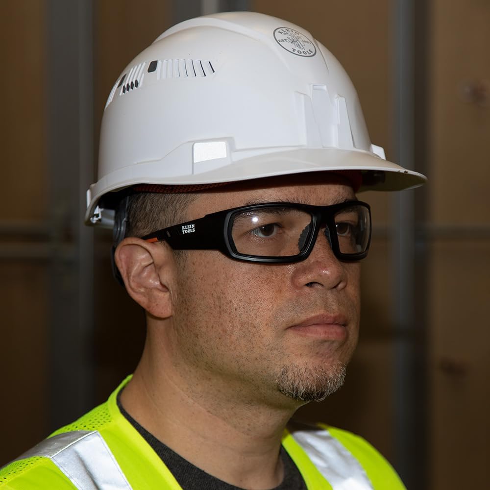 KLEIN TOOLS 60537 Safety Glasses, Professional PPE Protective Eyewear with Full Frame, Scratch Resistant and Anti-Fog, Indoor/Outdoor Lens
