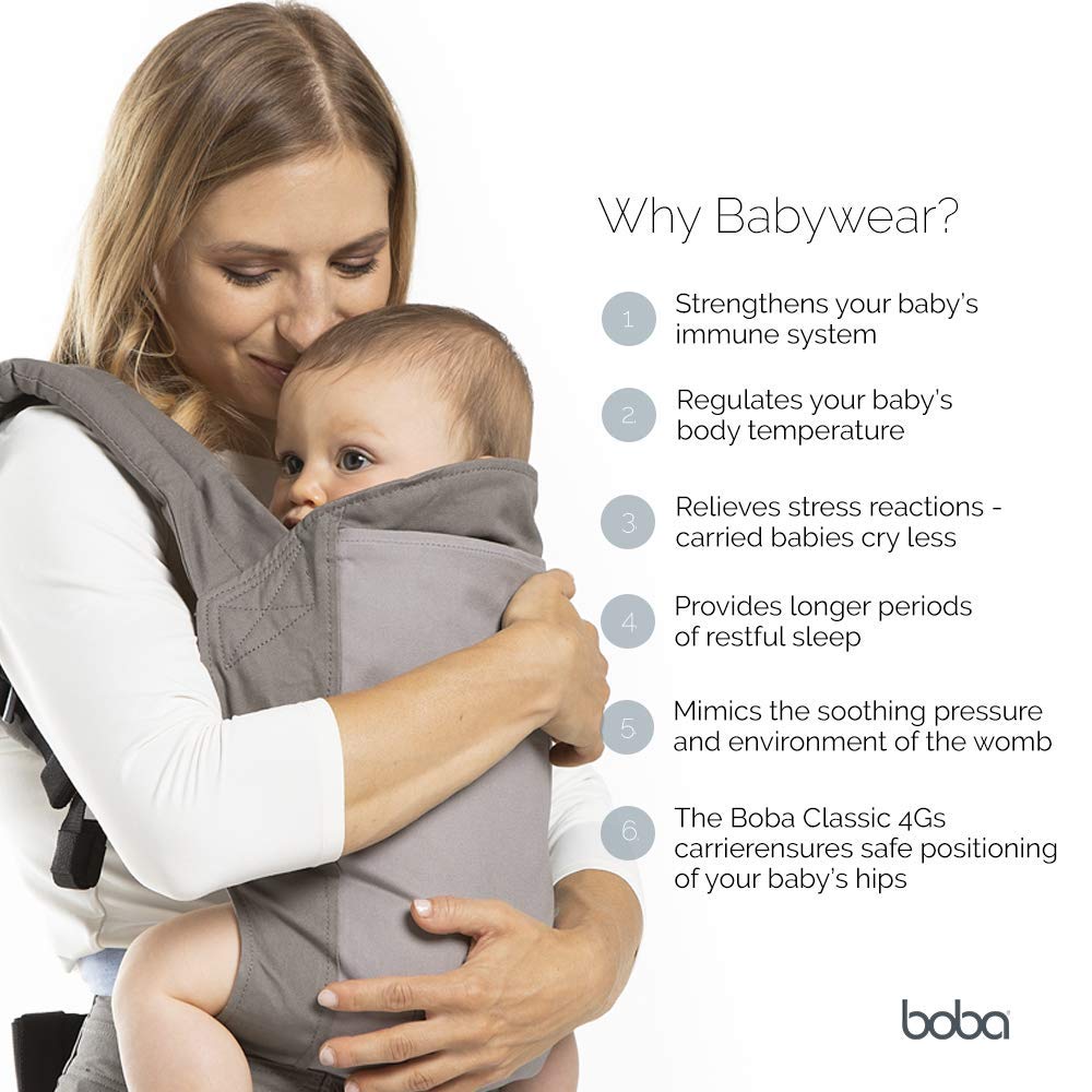 Boba Baby Carrier Classic - Backpack or Front Pack Baby Sling for 7 lb Infants and Toddlers up to 45 pounds (Navy)