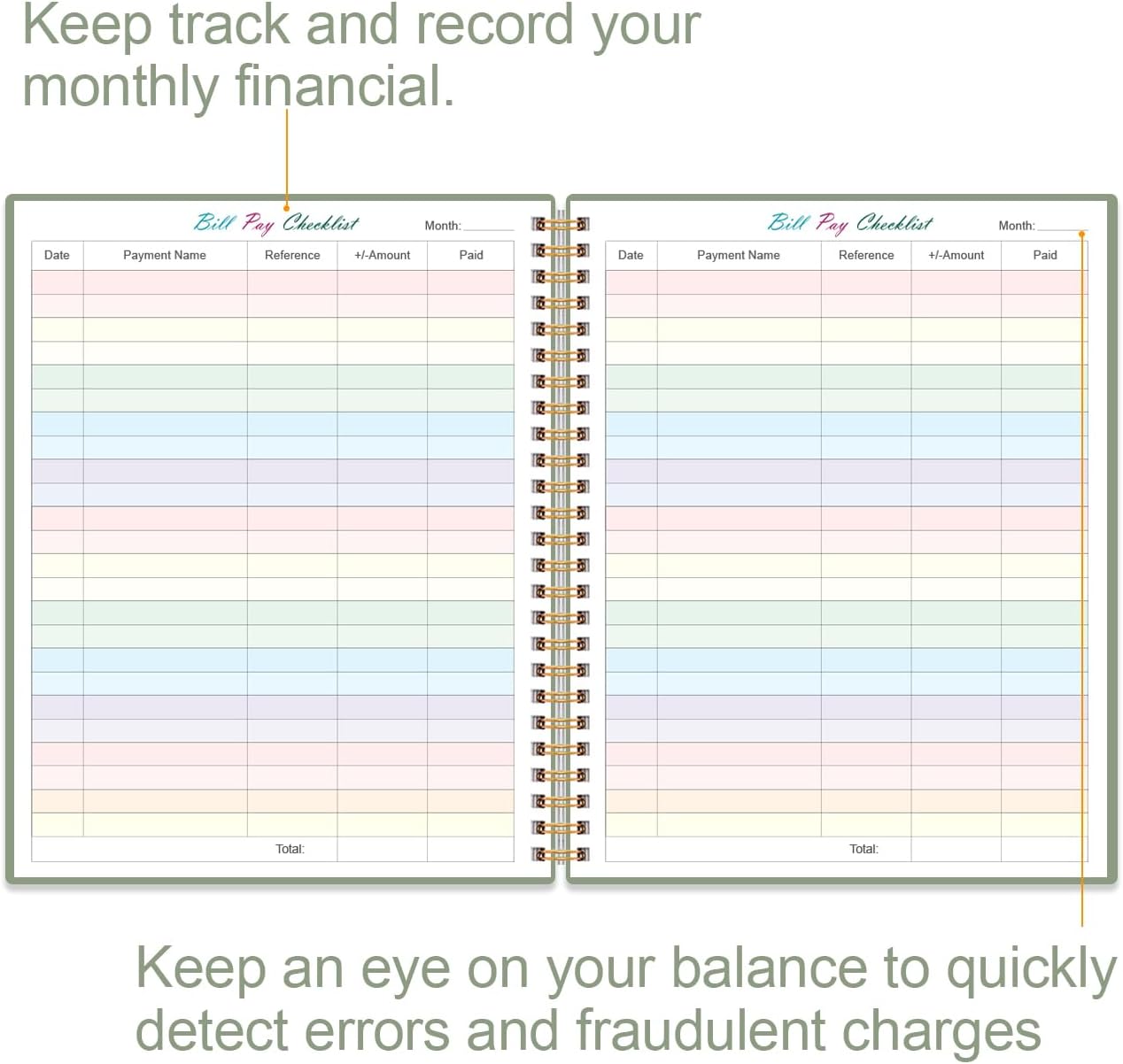 Bill Tracker Notebook - Monthly Bill Organizer & Planner for Personal Budgeting Financial, Monthly Bill Payment Checklist, 8.5" x 11", Green