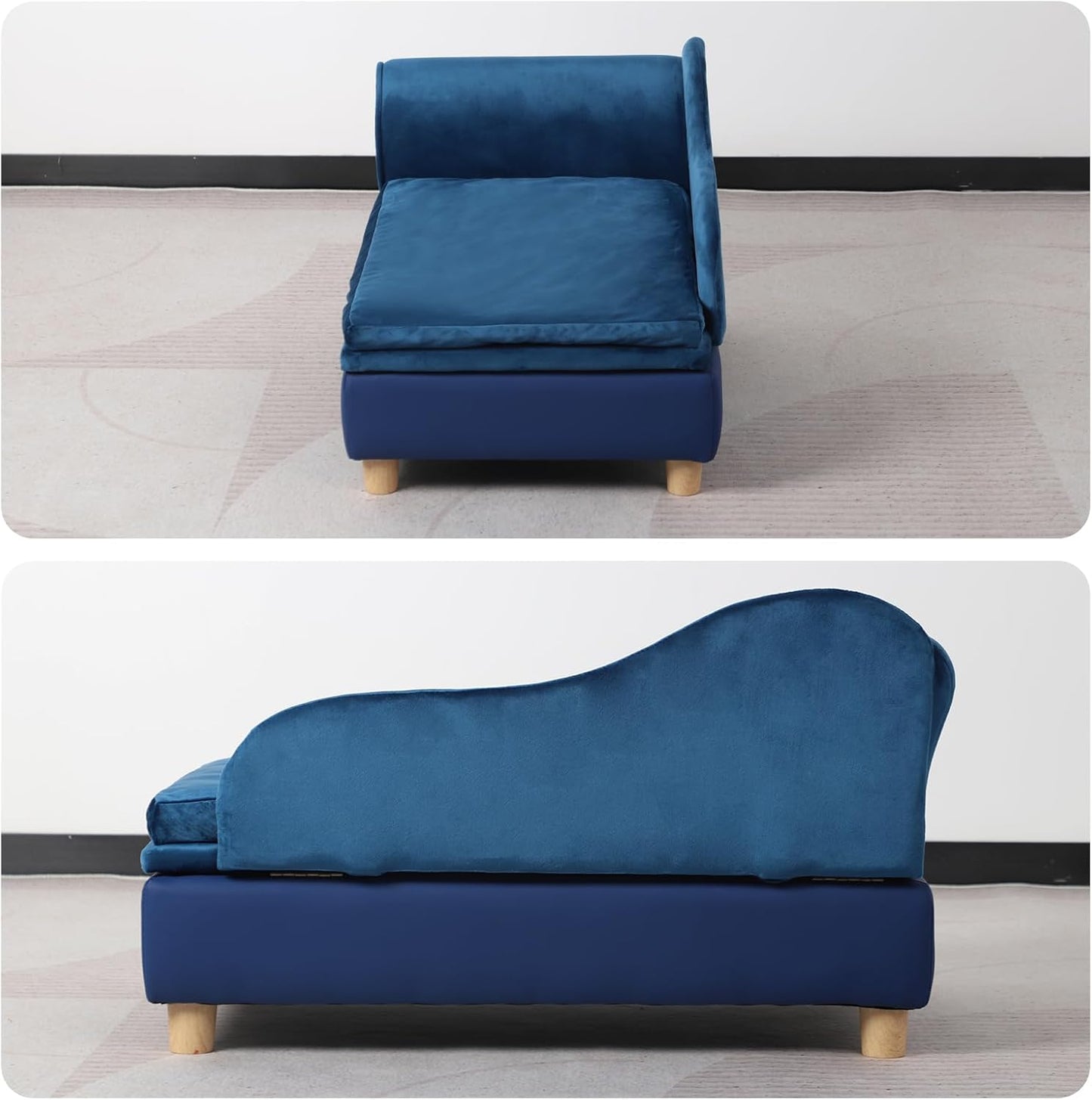 Getifun Pet Bed Sofa, Puppy Bed with Storage, Small Dog Couch with Removable & Washable Cushion, Comfy Pet Couch Bed for Cats & Puppy (Blue)