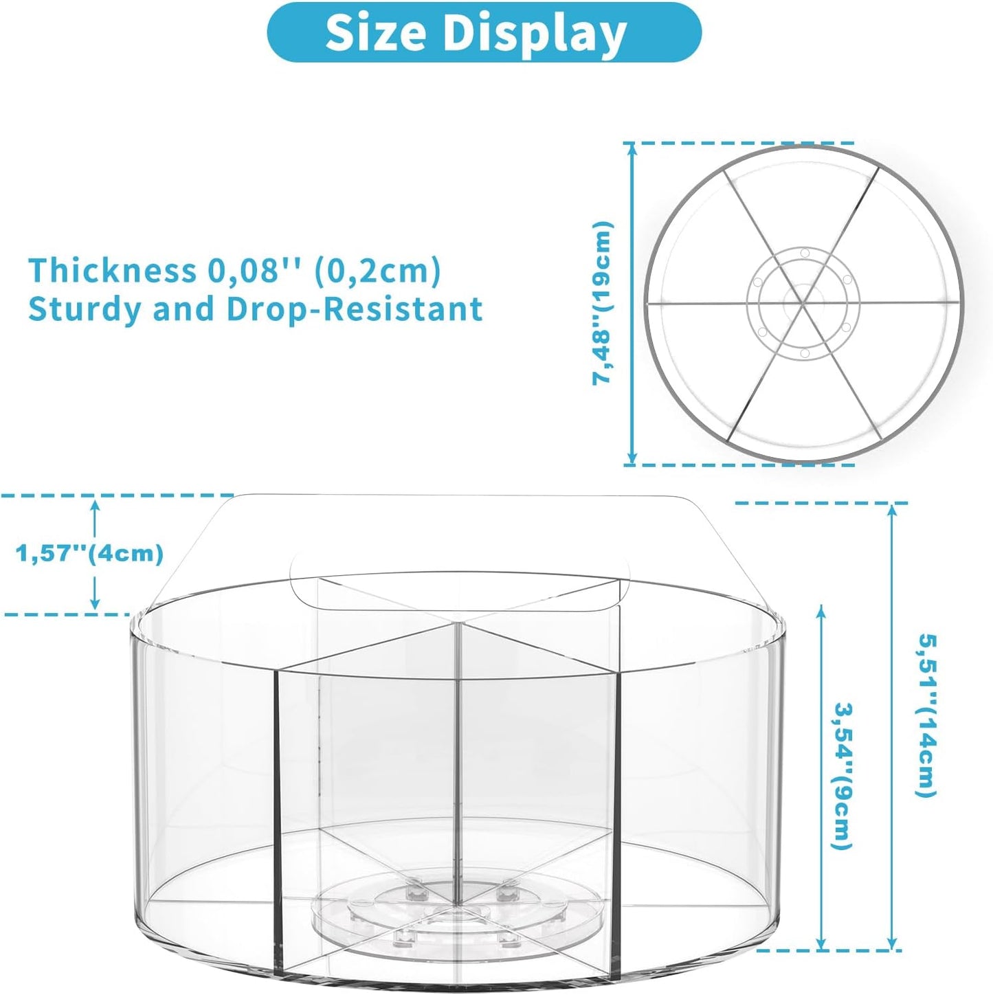 Rotating Markers Organizer for Kids, Acrylic Lazy Susan Organizers for Desks, 360 Degree Spinning Pencil Holders Pen Holders, Clear Arts and Crafts Organizer Storage, Art Supply Storage 6 Compartments
