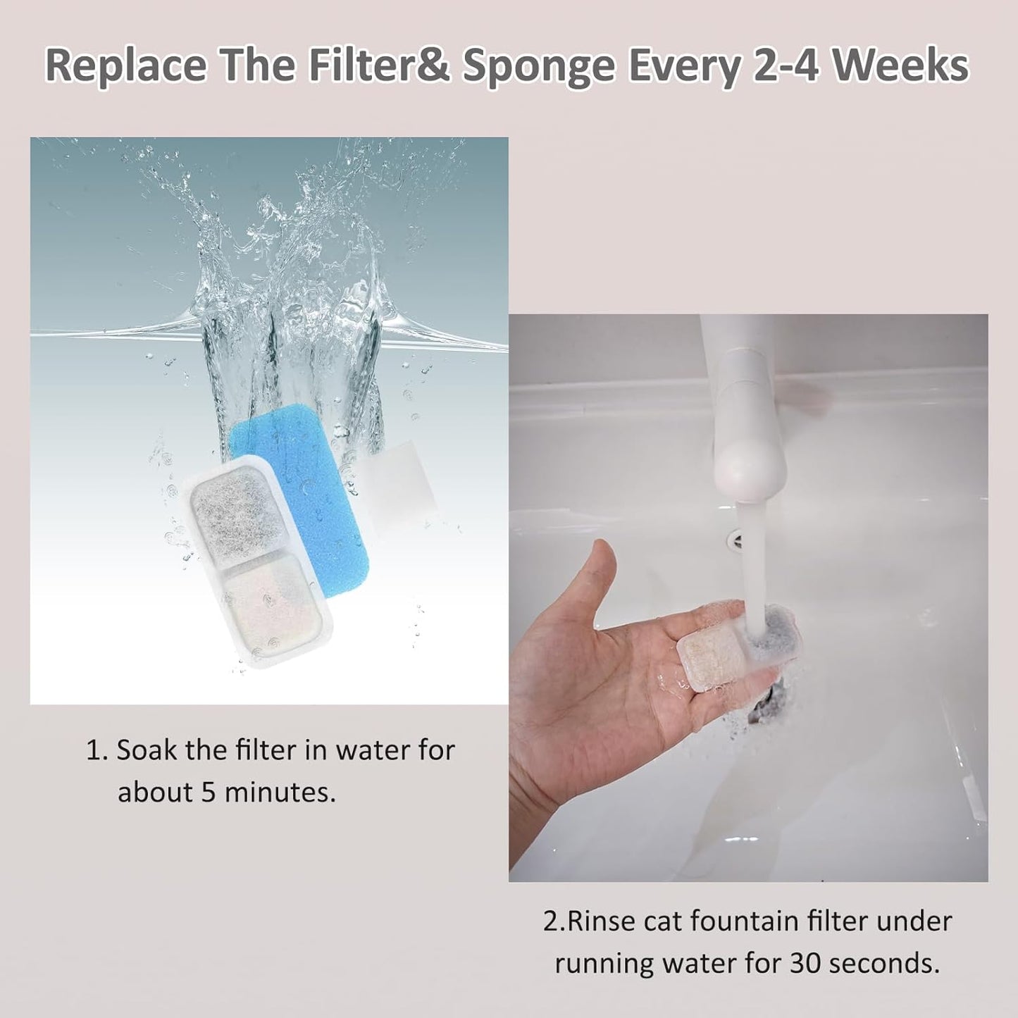 18+18+18 Pack Cat Fountain Replacement Filters Compatible with oneisall PWF-001 2L/67oz Stainless Steel Pet Water Fountain with 1 Hard Brush