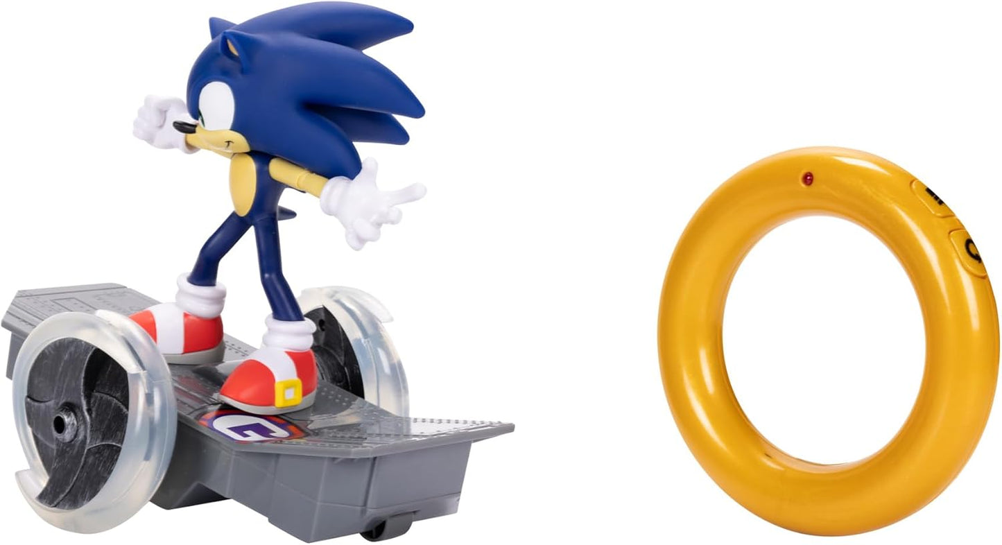 JAKKS Pacific Sonic The Hedgehog Speed RC Skateboard Vehicle with Gold Ring Controller – Light Up Wheels & 360 Spins, Turbo Mode for Extra Boost, 2.4GHz, 100FT Range