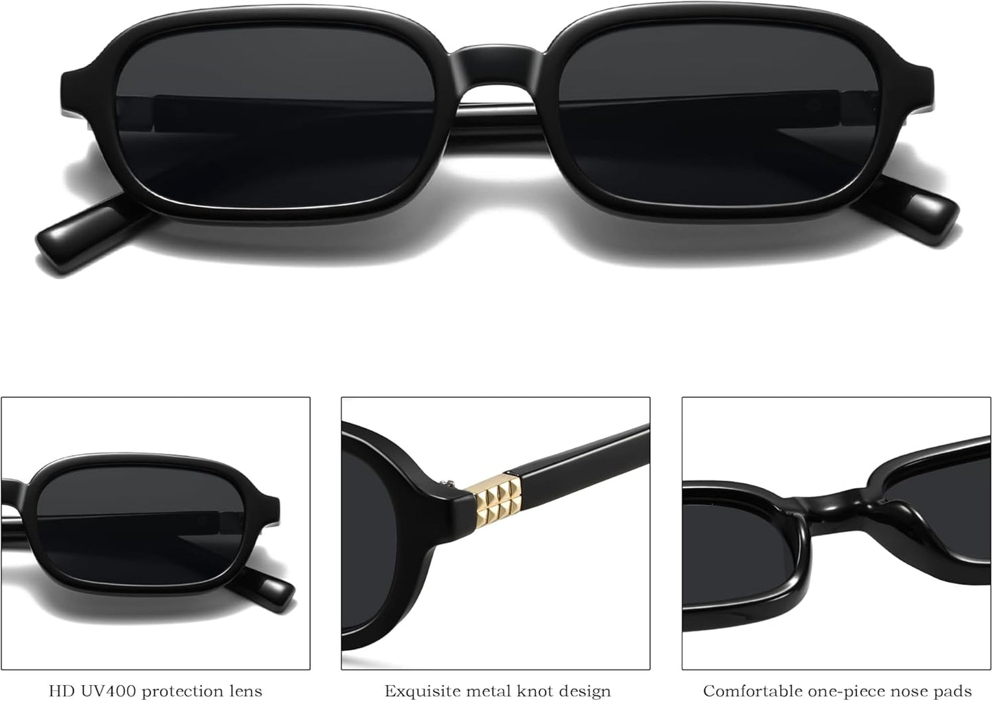 Retro Rectangle Sunglasses for Women Men Trendy Vintage Small Square Sun Glasses 90s Fashion Cute Sunnies CL010