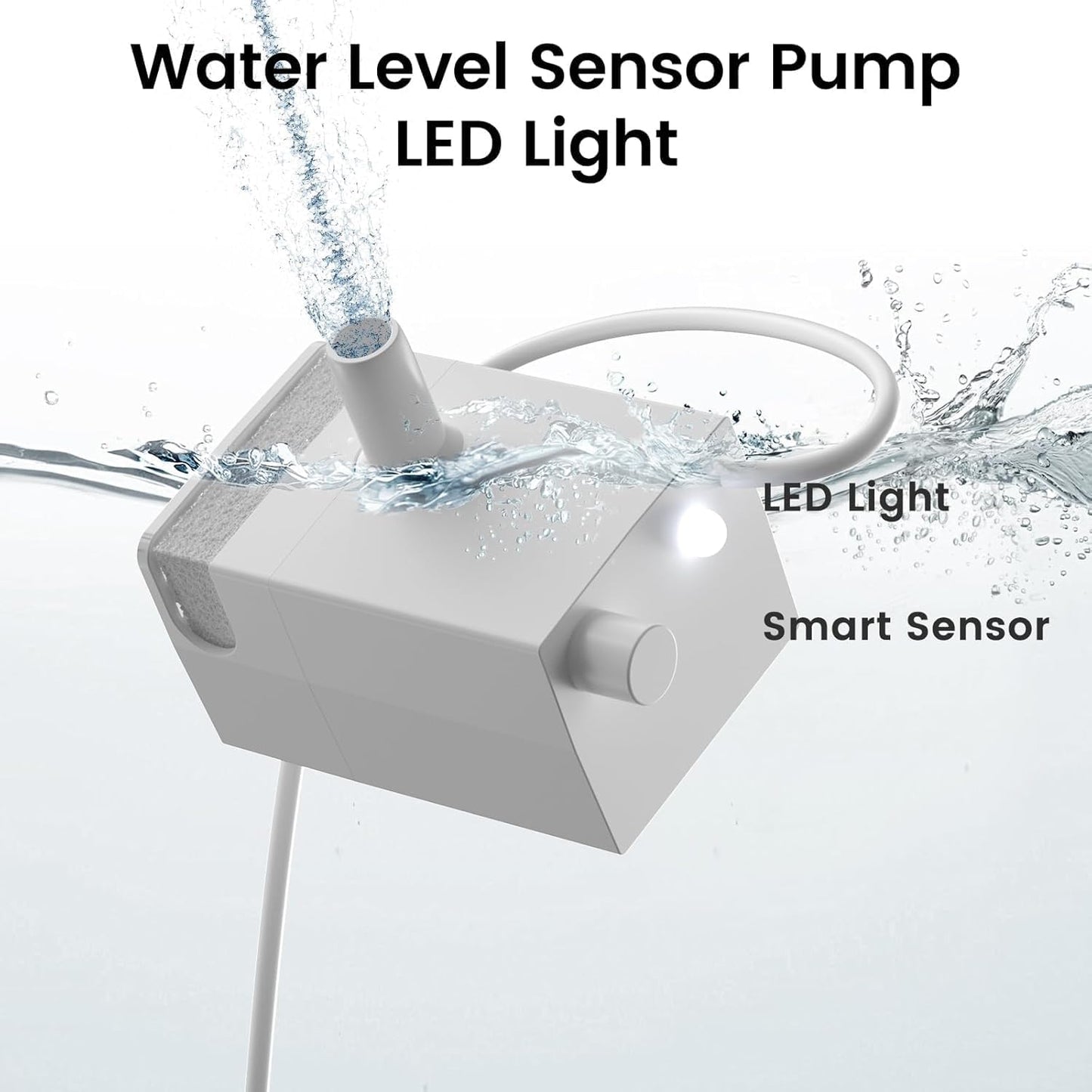 Cat Water Fountain Replacement Pump, Cat Fountain Pump with Water Shortage Alert Light, Replacement Pump for Petlipo Pet Water Fountains, White
