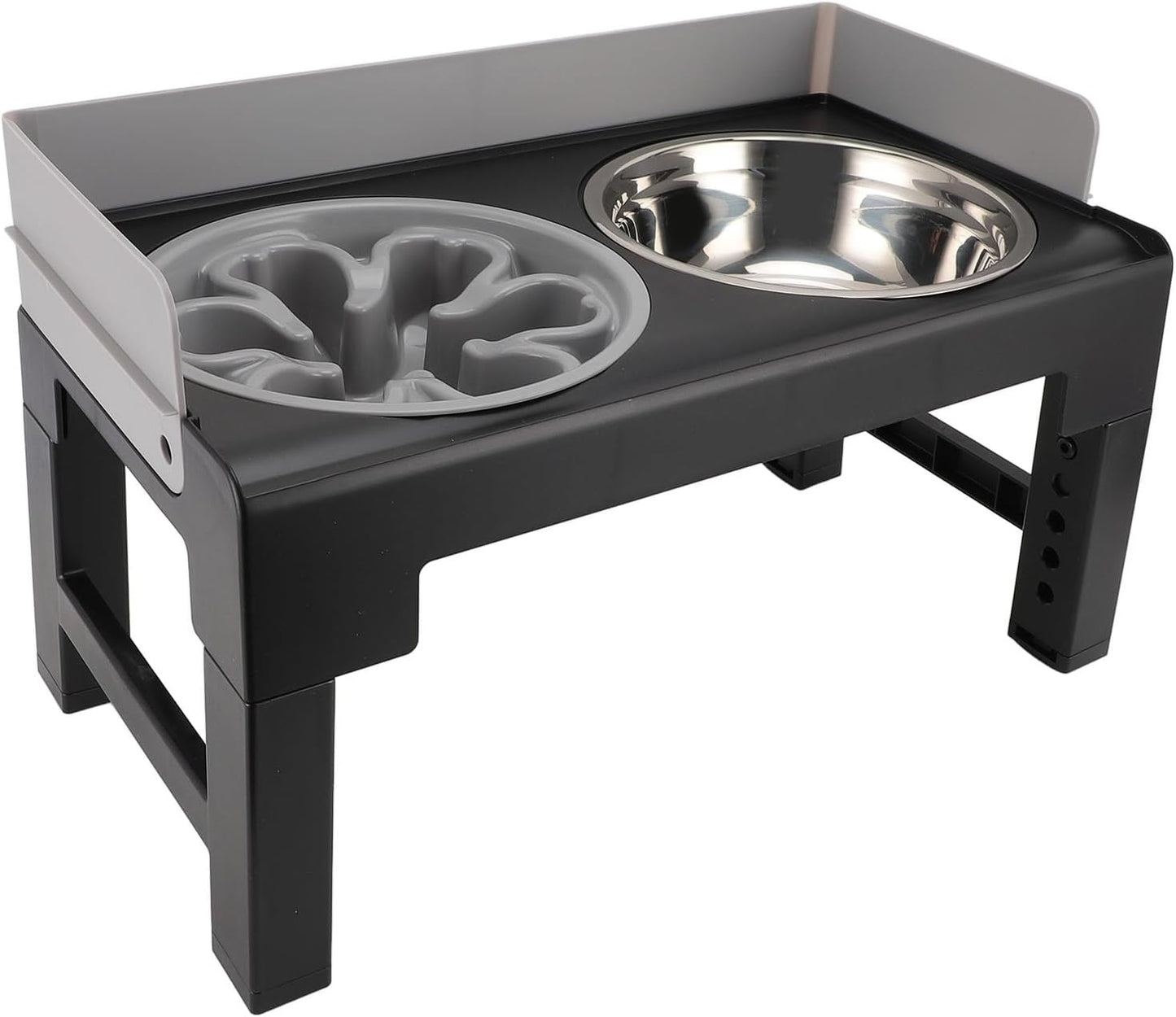 Adjustable Raised Dog Bowl Stand Elevated Dog Bowls Slip Dog Feeder for Medium and Large Dogs (Grey)