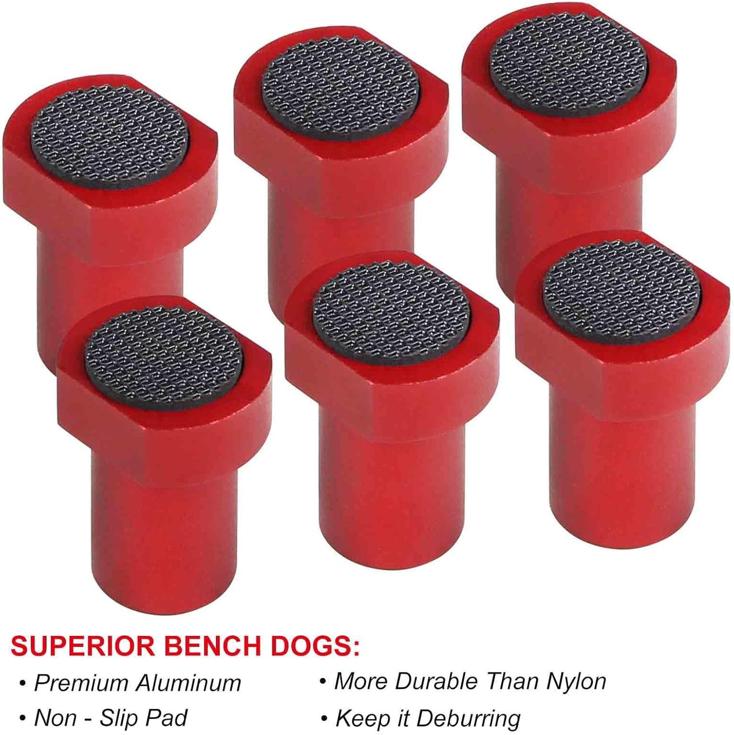 6 Pack Bench Dogs Bench Dog Clamp - Essential Accessories for 3/4 Inch (19mm) Workbench Dog Holes with Non-Slip Pads & Durable Aluminum Alloy MFT Stops