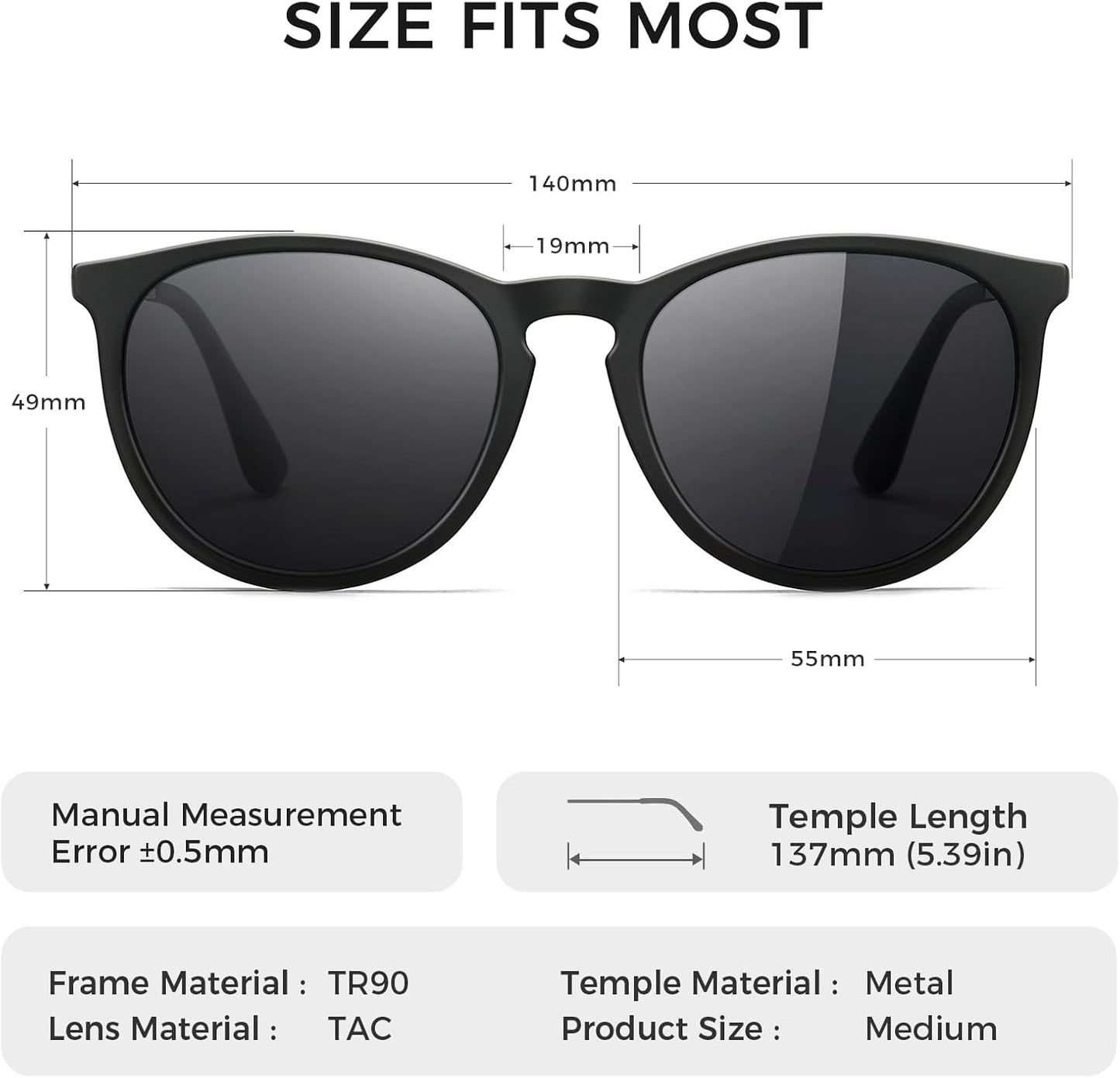 SUNGAIT Premium Vintage Round Sunglasses for Women Men Classic Retro Trendy Style