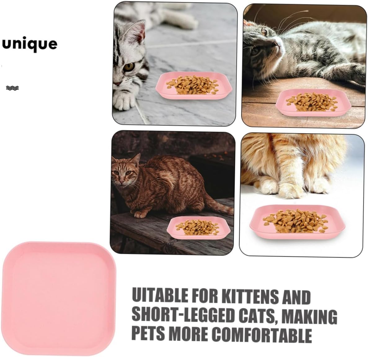 PRETYZOOM 8pcs Shallow Square Cat Food Bowls Kitten Wet Food Plates Small Indoor Pet Feeding Dishes Assorted Colors