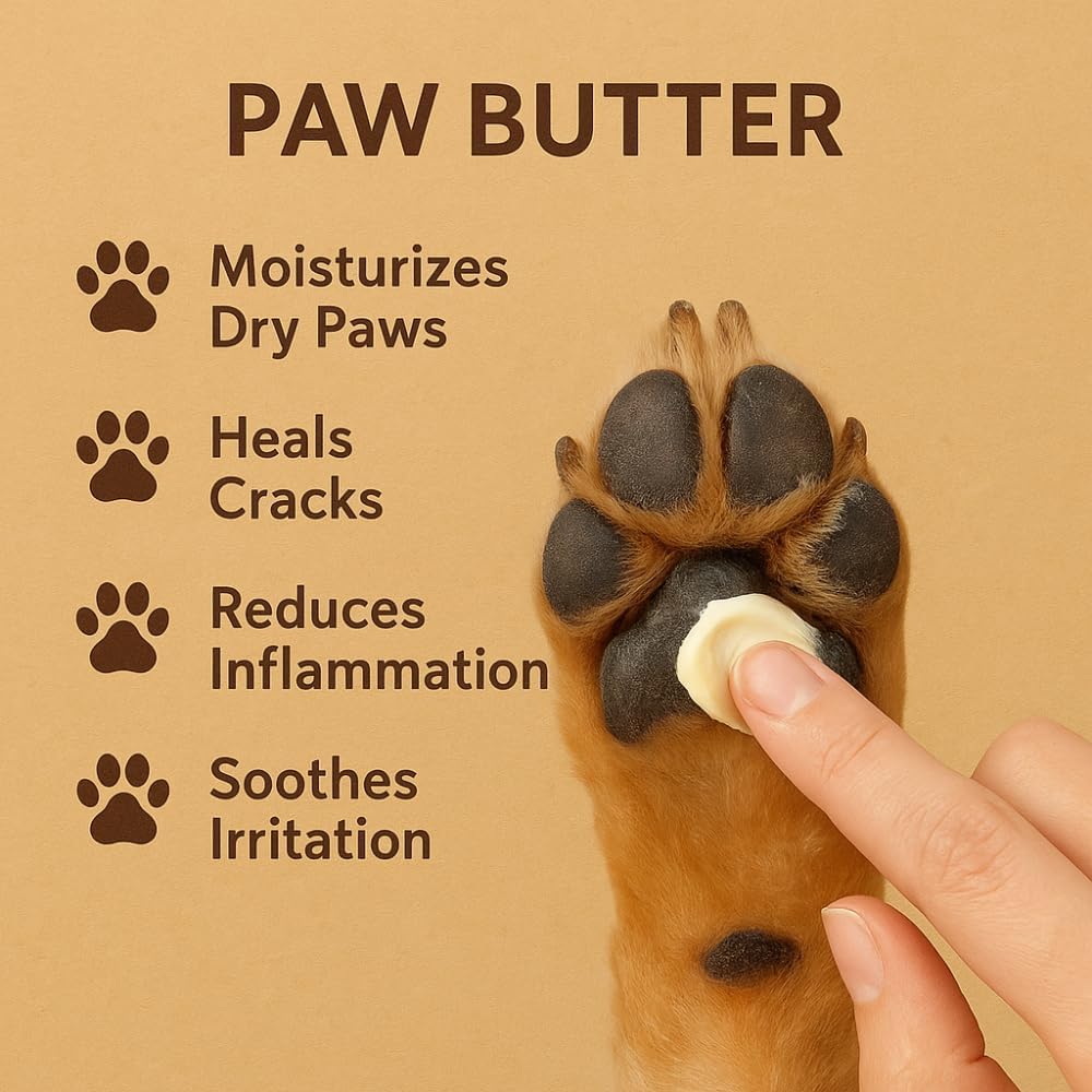 Paw Butter for Softening and moisturizing Dry and chapped Paws of Dogs and Cats | Enriched with a Blend of Mango Butter, shea Butter, and Lemongrass - 100g