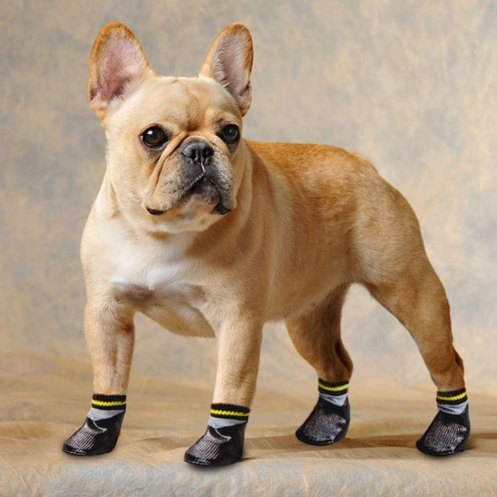 4pcs/Set Outdoor Waterproof Nonslip Anti-Stain Dog Cats Socks Booties Shoes Wth Rubber Sole Pet Paw Protector for Small Large Dog (5)