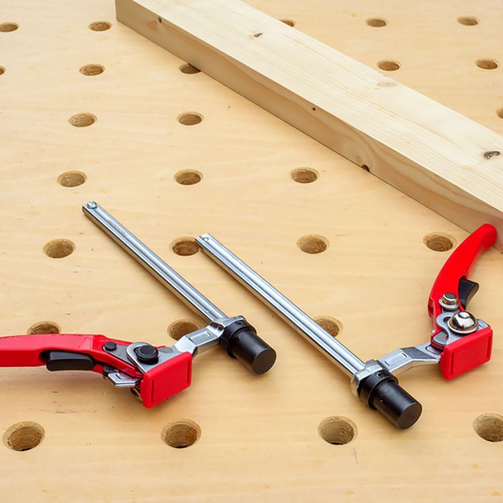 TOOLCOOL MFT Table Workbench Quick Ratchet Bench Dog Clamp 3/4 Inch Dog Hole Clamp Hold Down Clamp for Woodworking (2 Pack)