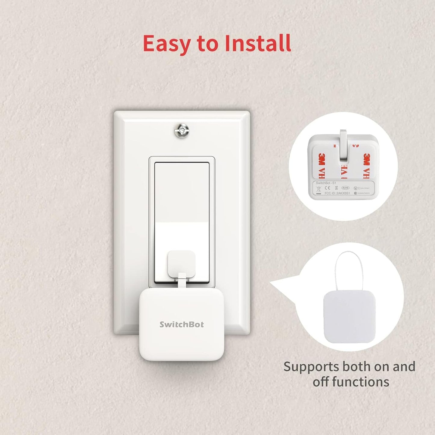 Switchbot Bluetooth Fingerbot Button Pusher for Rocker Switches – Turn Lights/Coffee On by App or Timer, No Tools, Optional Hub for Voice & Away Control, White