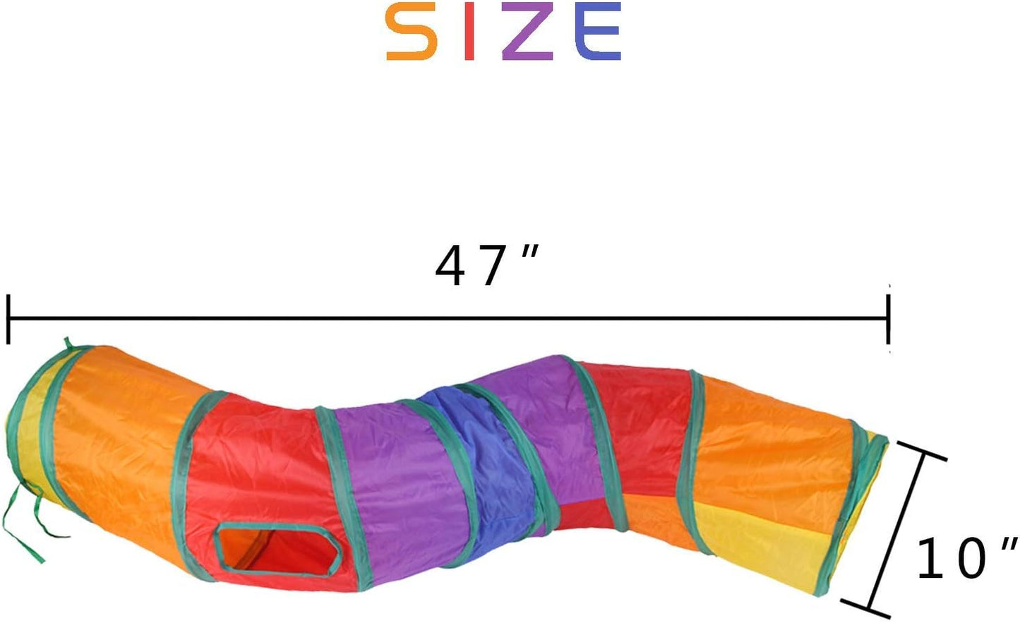 Cat Tunnel for Indoor Cats Interactive, Rabbit Tunnel Toys, Pet Toys Play Tunnels for Cats Kittens Rabbits Puppies Crinkle Pop Up Rainbow 47" Shape S