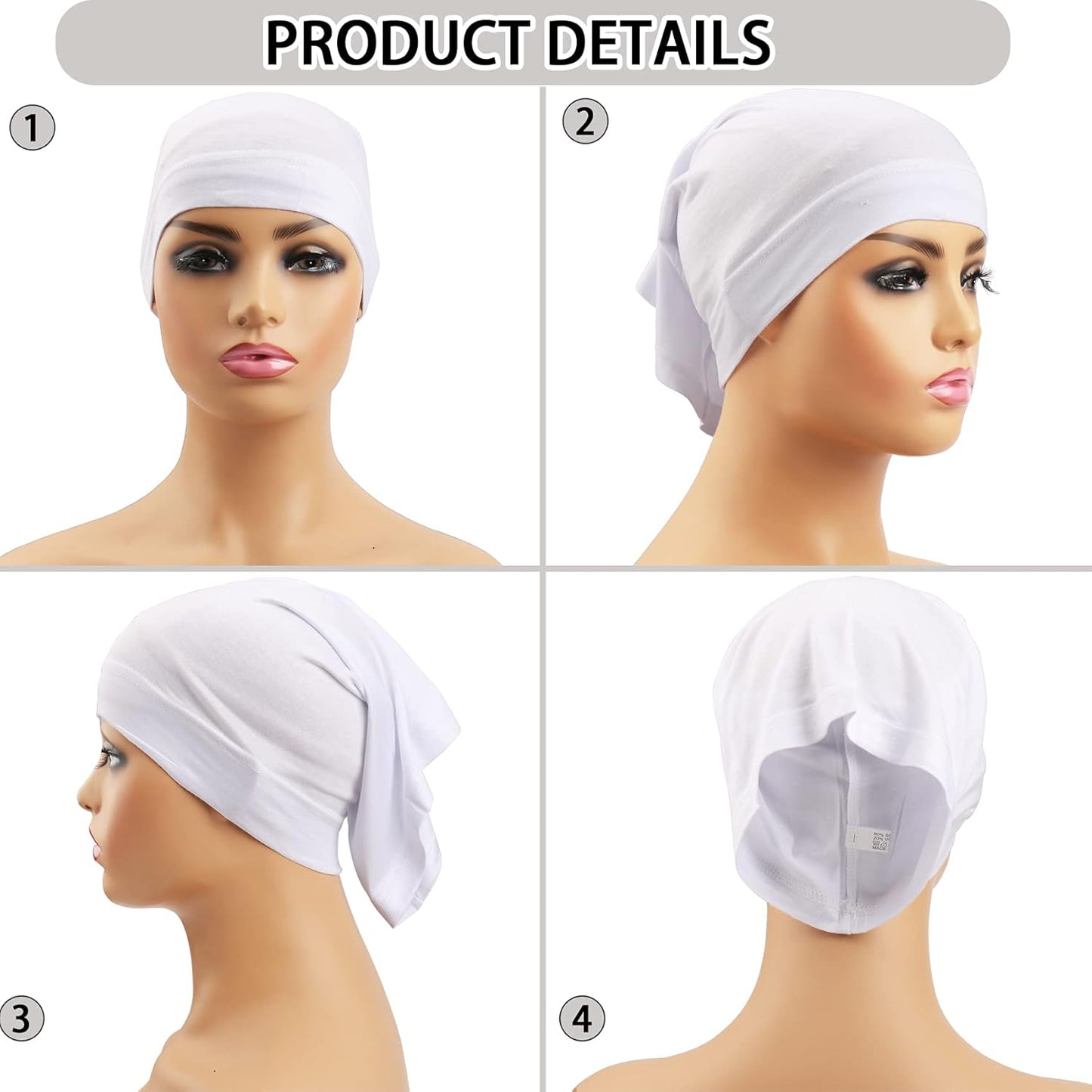 Messen 12 Pieces Under Scarf Hijab Cap for Turban Head Wraps Scarf Solid Color Hijab Tube Unisex Stretch Dreadlocks Tube