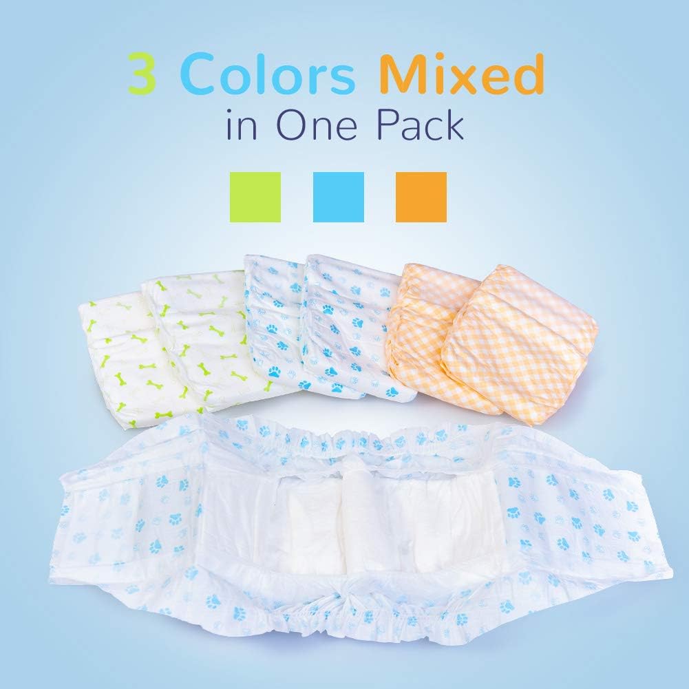 Pet Soft Disposable Male Dog Wraps - Dog Diapers for Male Dogs, Puppy Diapers 72pcs XSmall