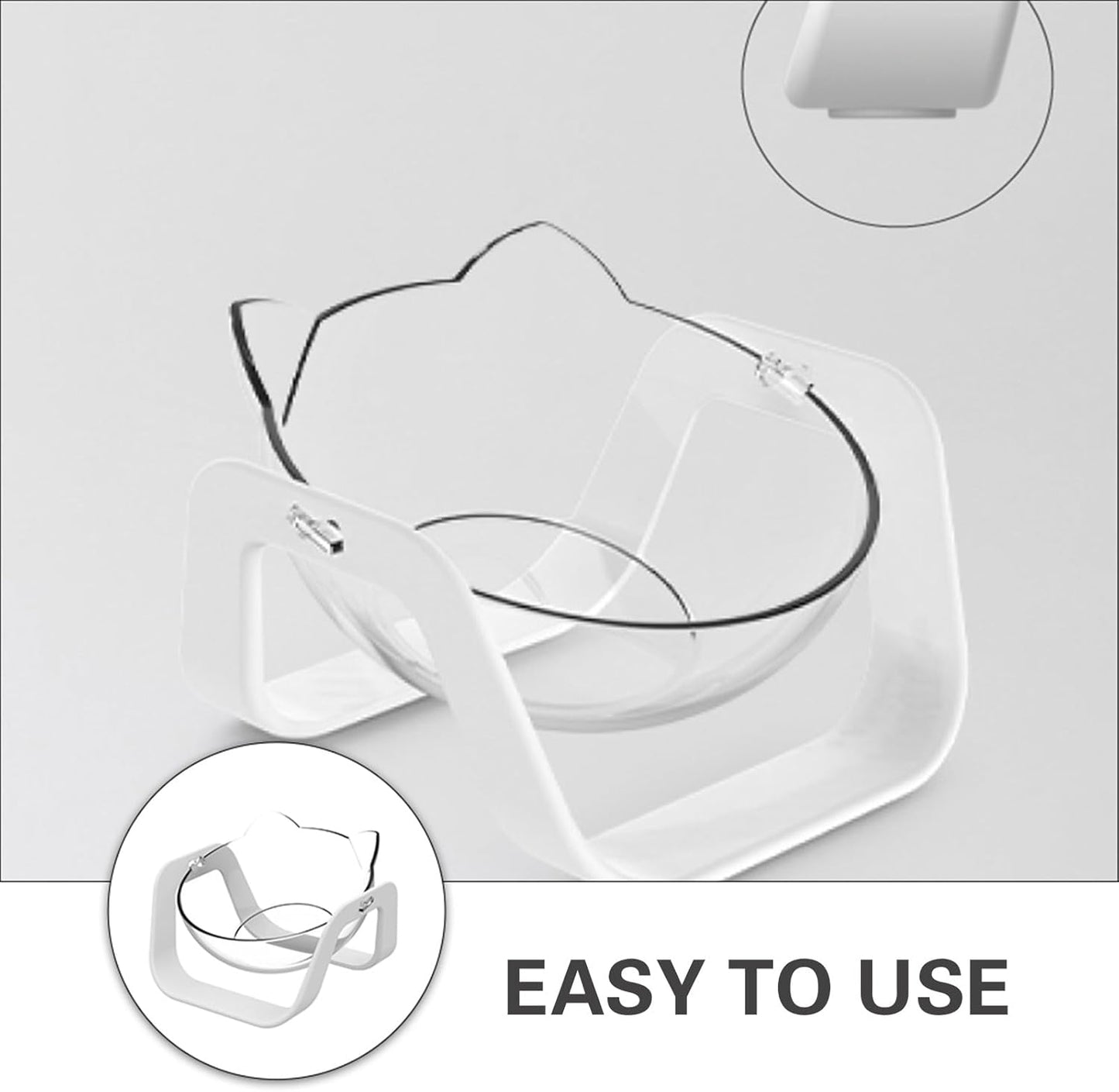Milisten Tilted 15-Degree Cat Feeding Bowl White, Elevated Pet Water and Food Feeder, Neck Protection Design for Cats