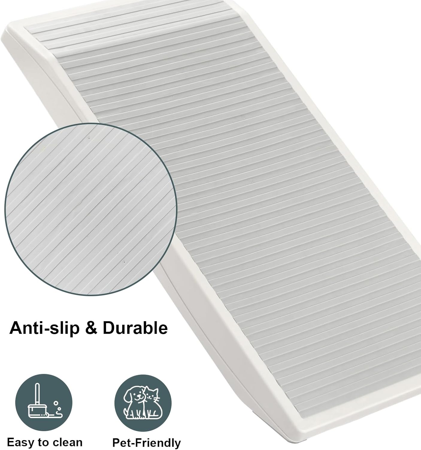 Dog Ramp for Bed& Couches – 4 Heights up to 18.31", Anti-Slip, Portable, Supports 100 lbs – Easy-Clean Pet Stairs for Small & Senior Dogs