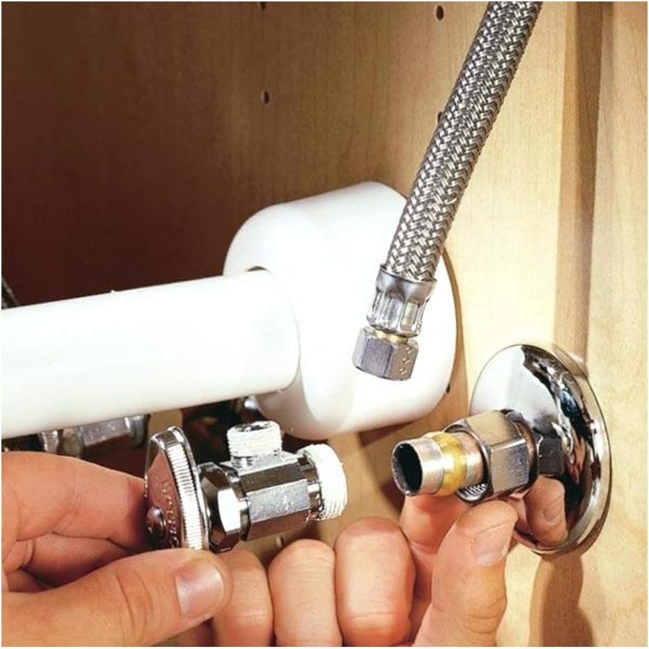 Highcraft Faucet Hose Connector 12" Length, 1/2" IPS X 3/8" Comp FIP Flexible Braided Stainless Steel Supply Line, Bathroom Kitchen Sink Extension (4 Pack)