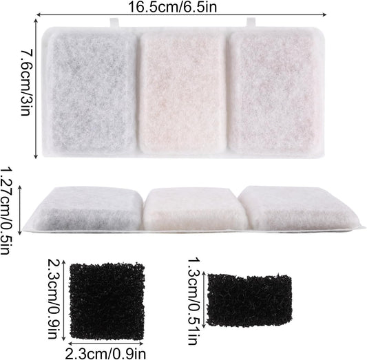 20pcs Pet Fountain Filters, Replacement Water Filter for Petory with 10 Pack Replacement Pre-Filter Sponge Pet Water Dispenser Filter Compatible with Petory 74oz