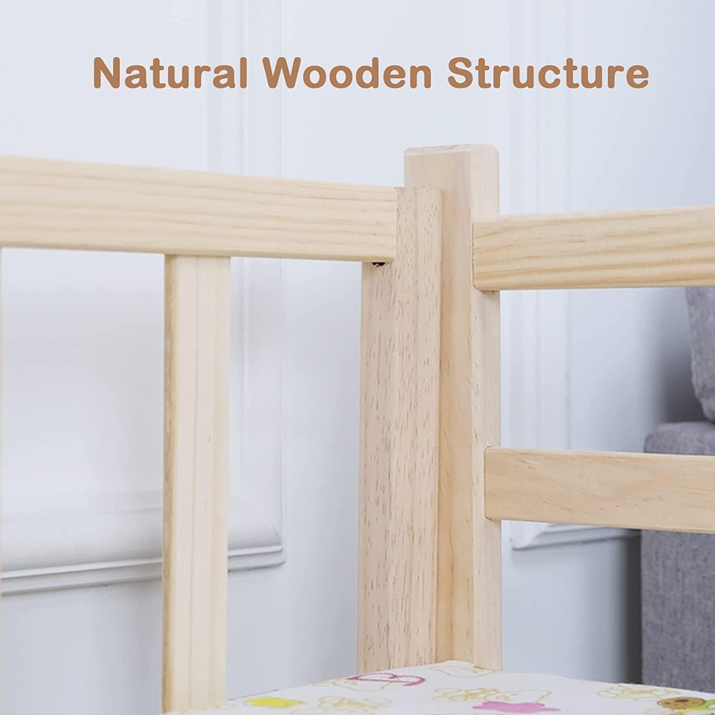 Dog Bed Wooden Dog Bed Eevated Pet Bed Elevated Orthopedic Pet Couch Kennel with Fenced & Stairs Dog Kennel Furniture for Small Medium Pets & Cats for Dogs Pet Cat ()