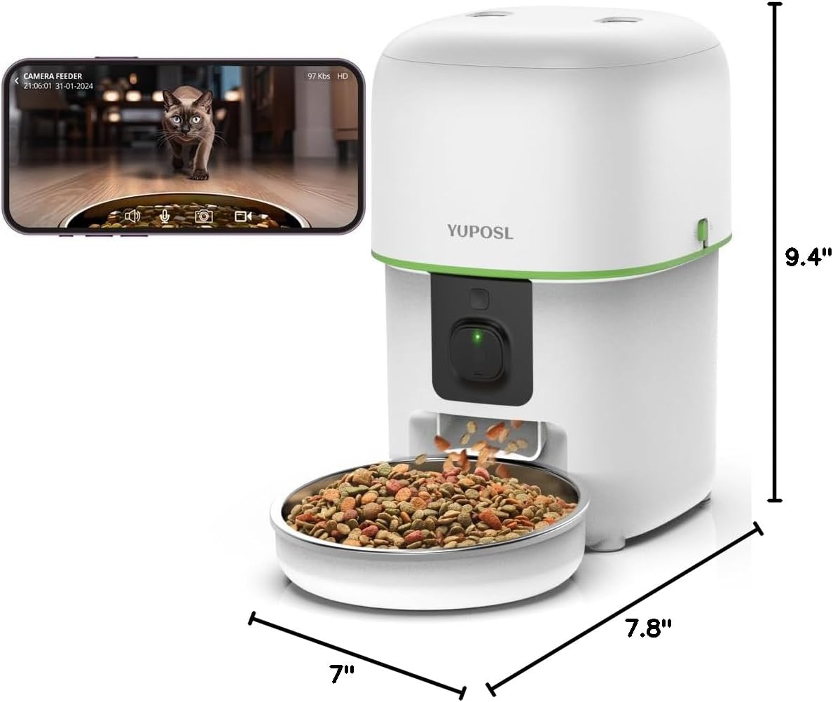 Automatic Cat Feeder with Camera - 5G WiFi Auto Cat Food Dispenser, 1080P HD Video with Night Vision, 1-15 Meals, 1-99 Portions, 2-Way Audio, Keeps Food Fresh, Timed Pet Feeder Also for Dogs