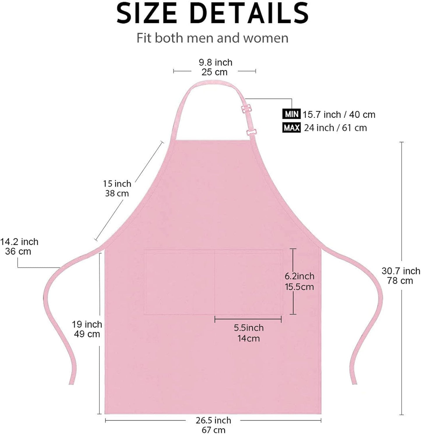 4 Packs Chef Apron with 2 Pockets, Waterproof Adjustable Apron for Men Women Perfect for Kitchen Cooking Baking Gardening Restaurant BBQ Coffee House, Professional Apron (Pink)
