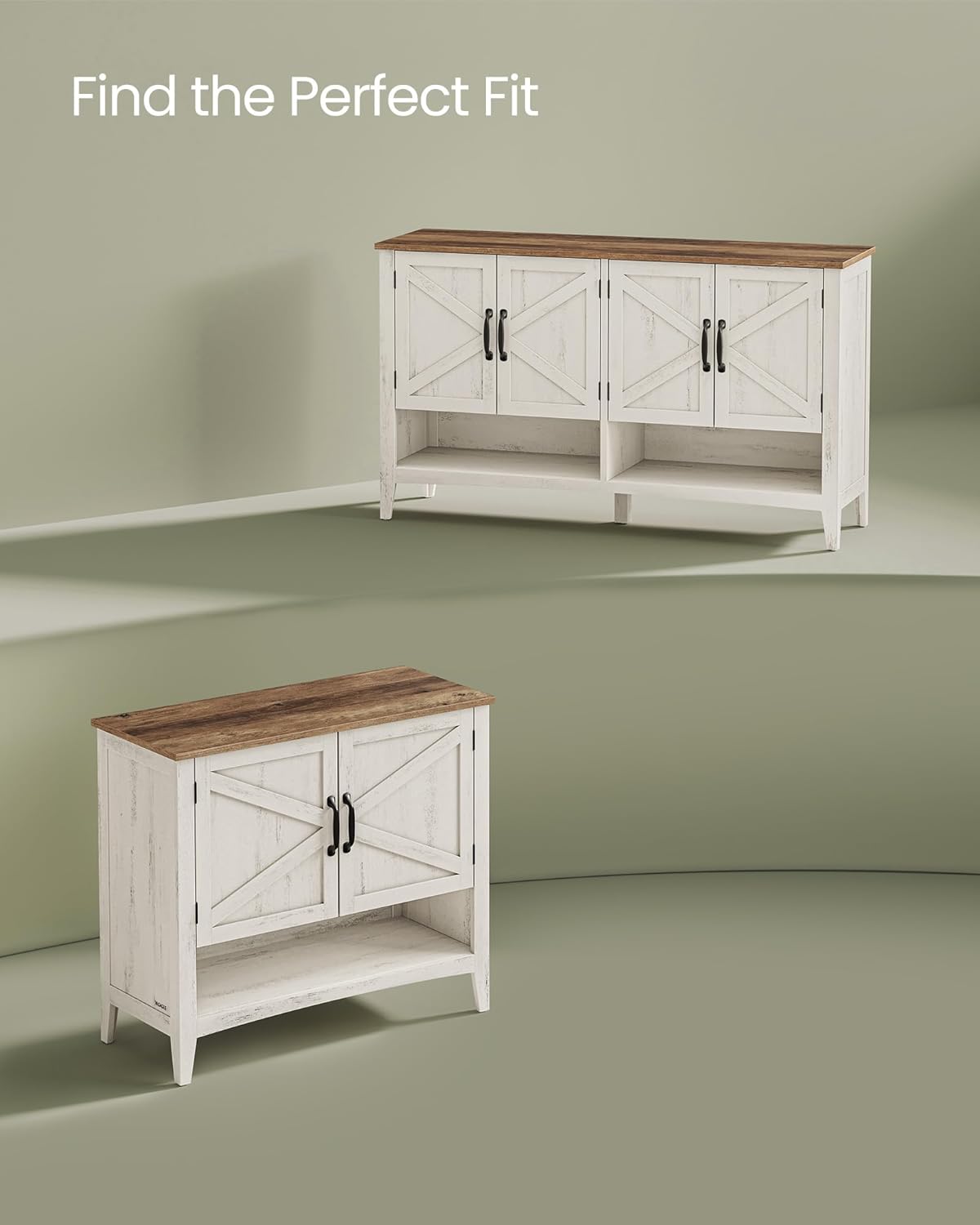 VASAGLE LIRY Collection - Shoe Cabinet, 3-Tier Storage Organizer, Shoe Shelf, Farmhouse Freestanding Cabinet, Height-Adjustable Shelf, 13.8 x 31.5 x 27.6 Inches, Rustic White ULBC038W01